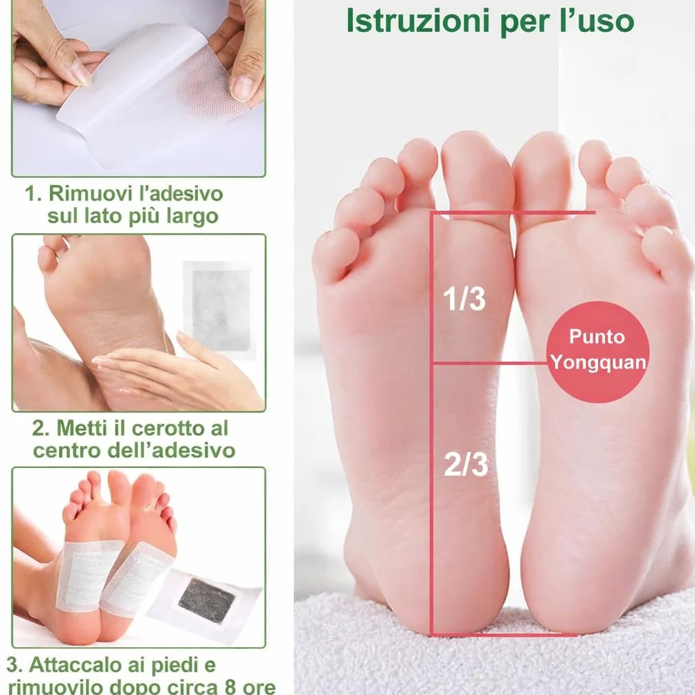 Cerotti Detox Piedi 100 Pezzi, Patch Rimuovere Tossine, Migliorano Circolazione e Sonno