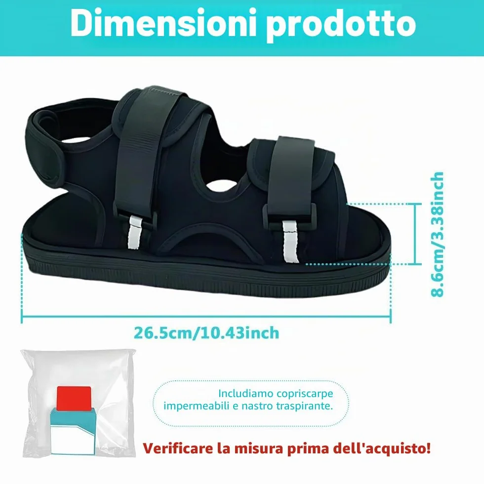 Scarpe in Gesso per Piedi Riabilitazione Regolabili Post Operatoria Nero