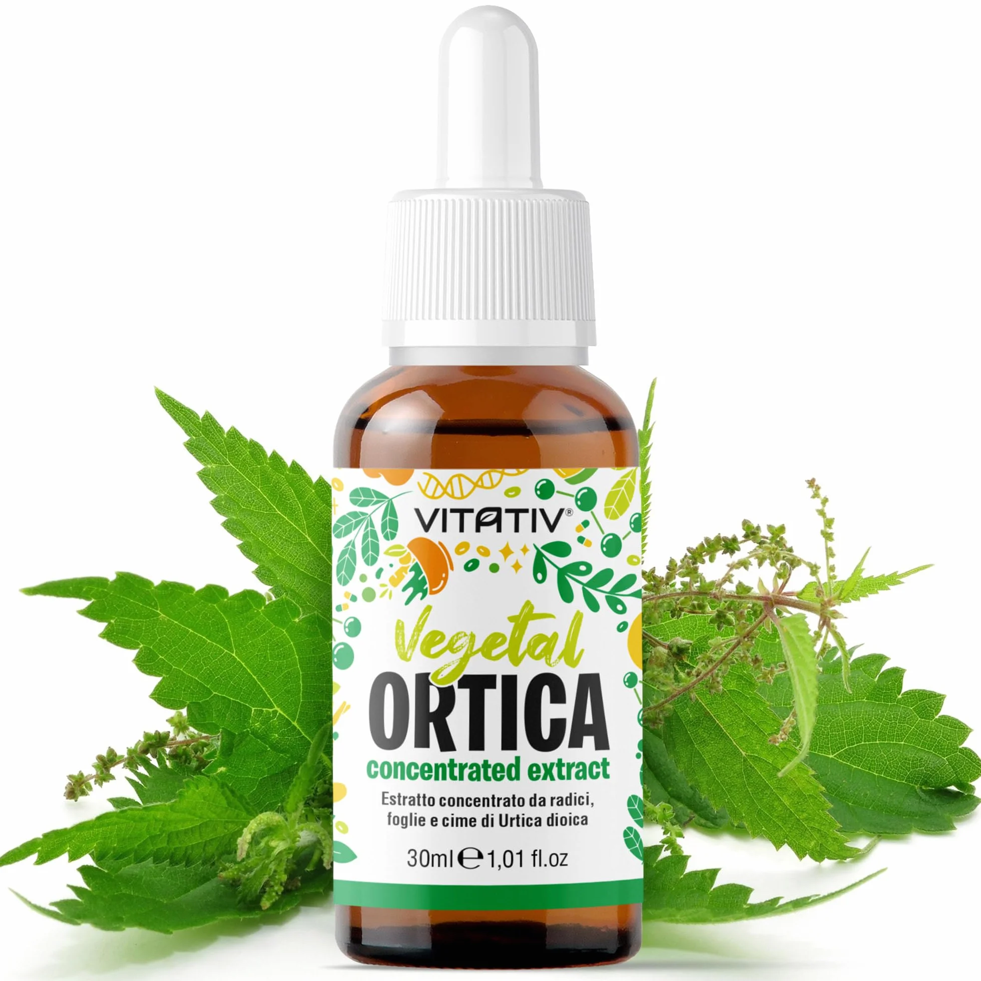 Vitativ Ortica Urtica Dioica Estratto Concentrato Analcolico Liquido Gocce 30 ml Vegano