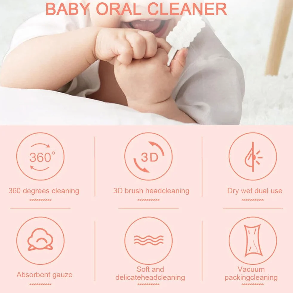 Yolispa Pulitore per Lingua Neonato, 30 Pezzi pulitore Orale per Neonati spazzolino da Denti per la Pulizia della Bocca del Neonato Stick per la Cura Dentale per Bambini da 0 a 36 Mesi