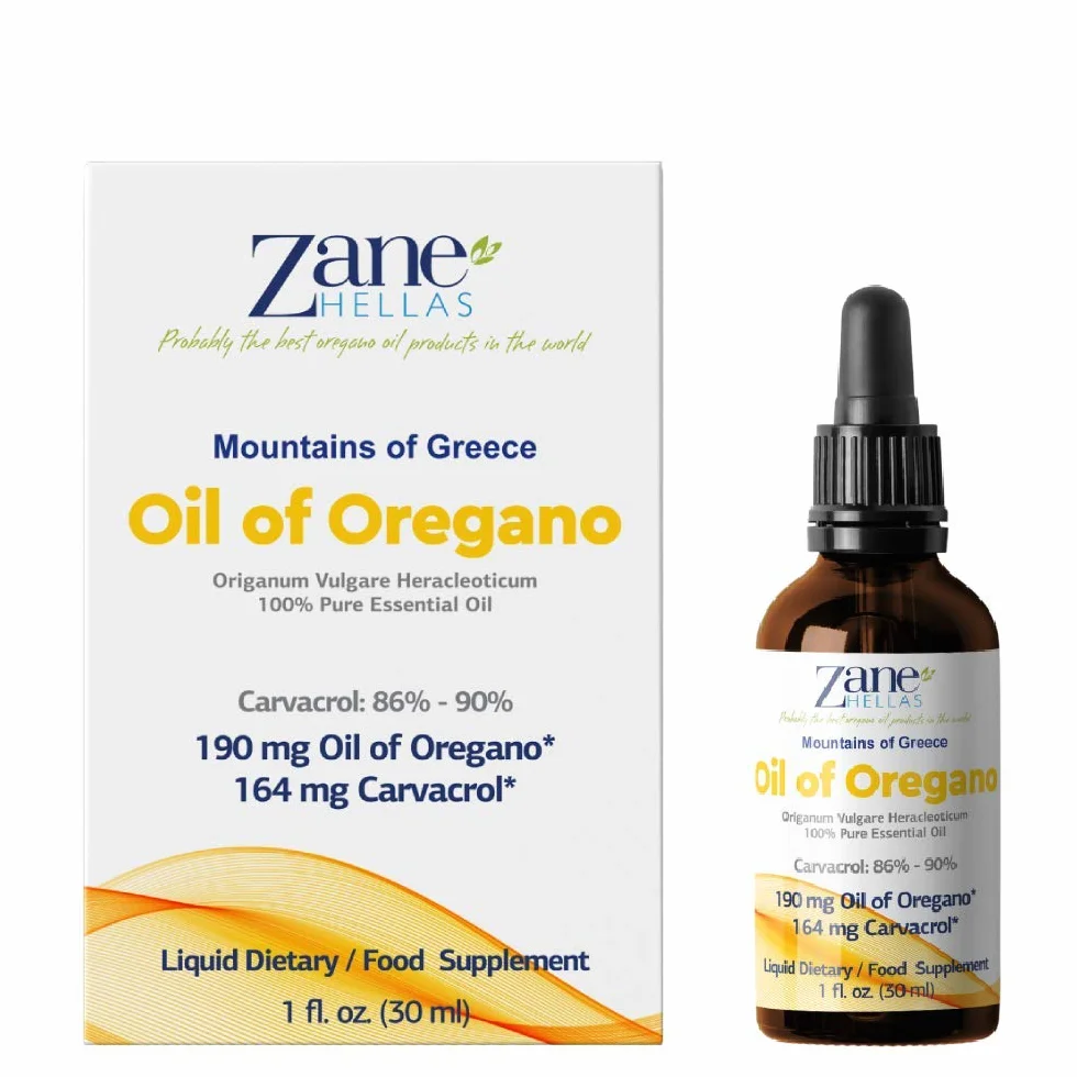 Olio di Origano Zane 190 mg 164 mg Carvacrolo 86-90% 4 Gocce Greco Non Diluito