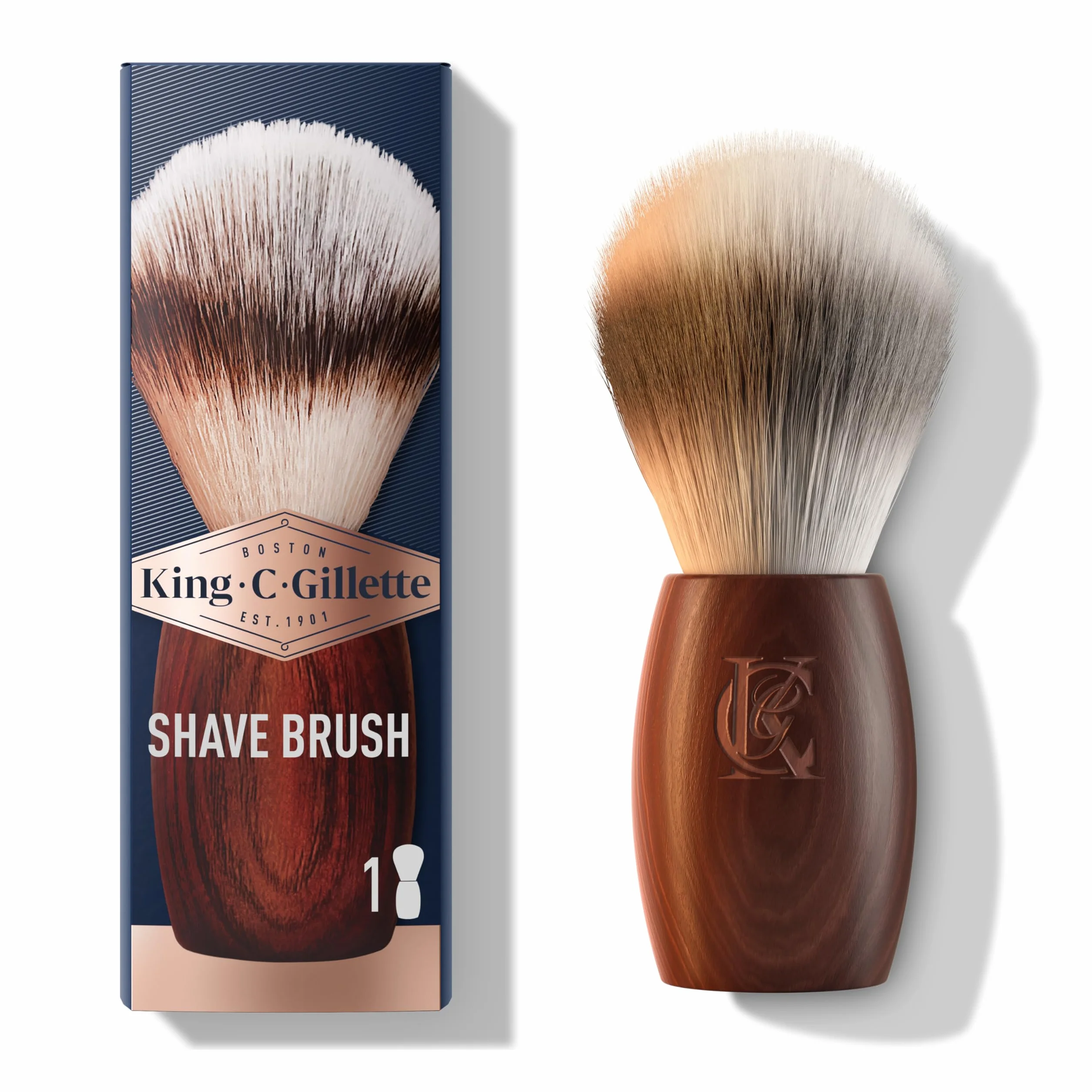 King C. Gillette Pennello da Barba, Cura della Barba, con Fibre Morbide e Manico in Legno, Esperienza di Rasatura Professionale, Idea Regalo Uomo