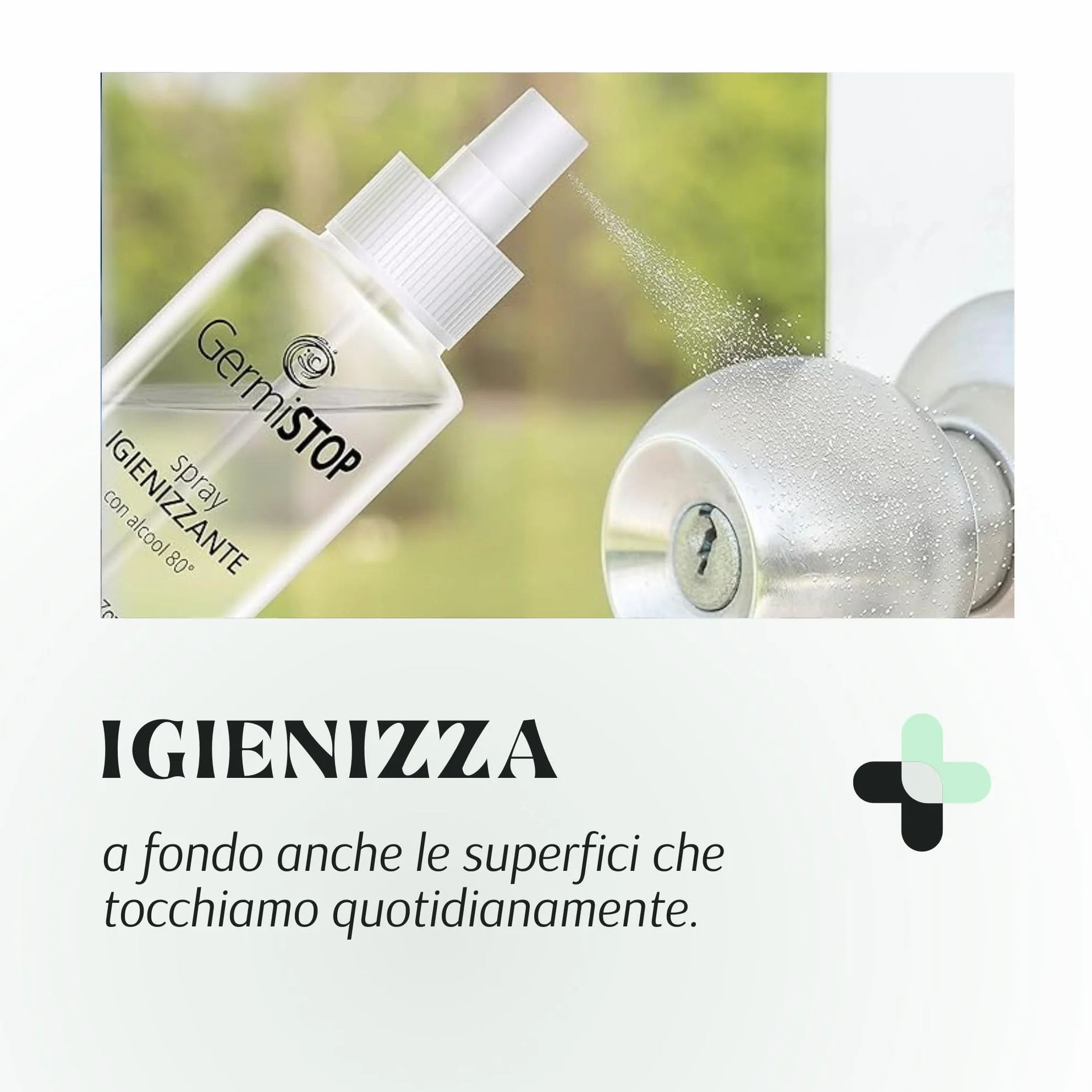 GERMISTOP Igienizzante Mani 3x200ml Alcool 80% Glicerina Spray Igienizzante Superfici