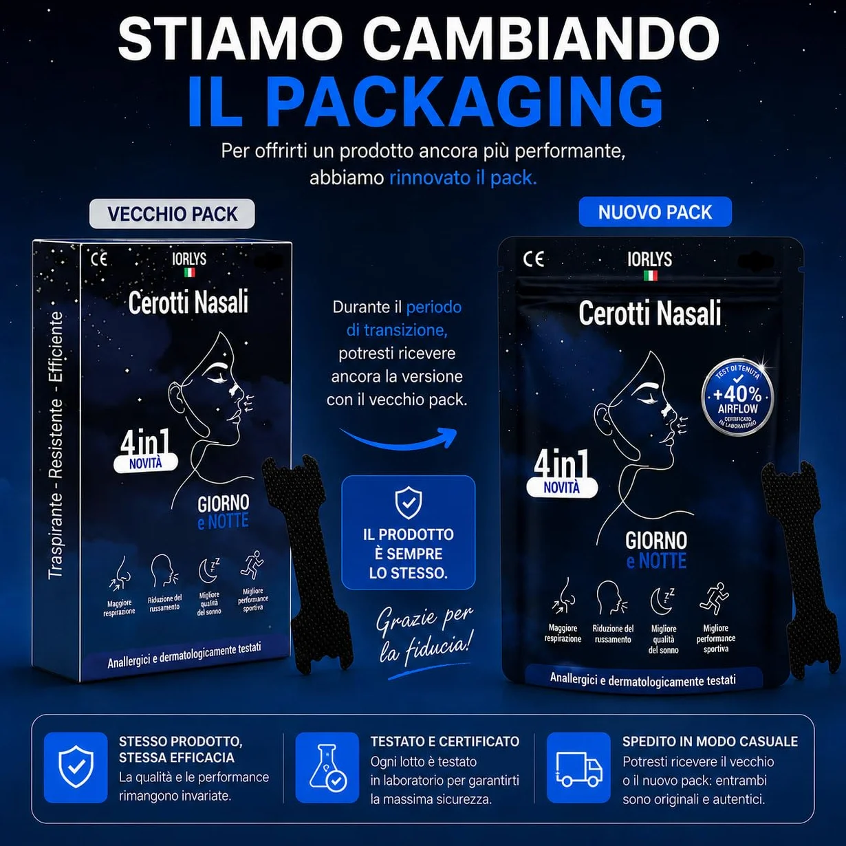 Cerotti Nasali Antirussamento 60pz Dilatatore Nasale Antisudore Tenuta Forte