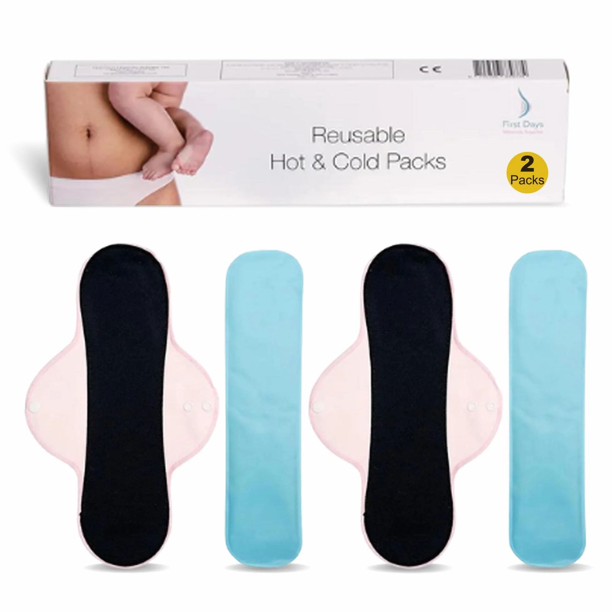 First Days Maternity - Confezioni calde e fredde riutilizzabili (2) per il recupero post-partum, sollievo dall'episiotomia, emorroidi, lividi e molto altro ancora
