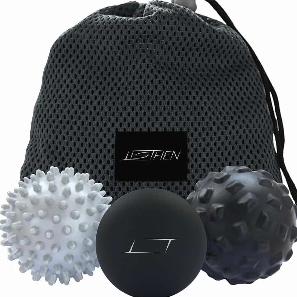 Pallina per Massaggio Muscolare, Massage Ball per Fisioterapia e Circolazione Sanguigna, Palline Pilates Massaggio Piedi, Decontratturanti per Schiena, Spalle e Collo, Set di 3 Palline
