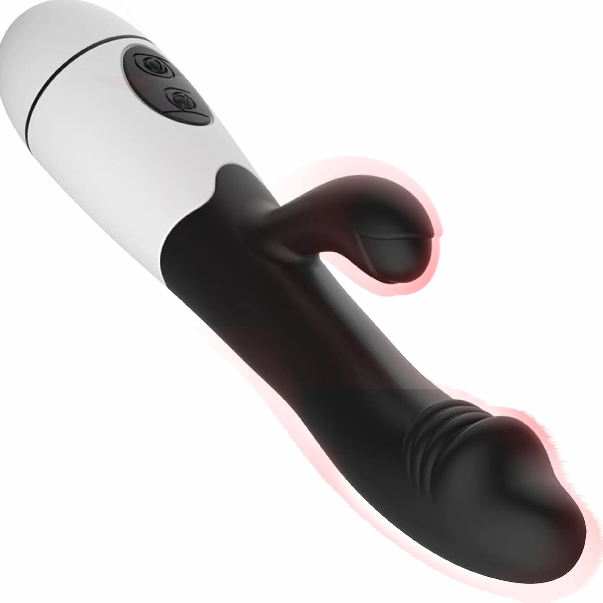 Vibratore Rabbit 19cm ⌀3cm – 30 Modalità, Nero Stimolatore Clitoride e Punto G in Silicone, Dildo Impermeabile, Sex Toy Donna, FOPS W25-3
