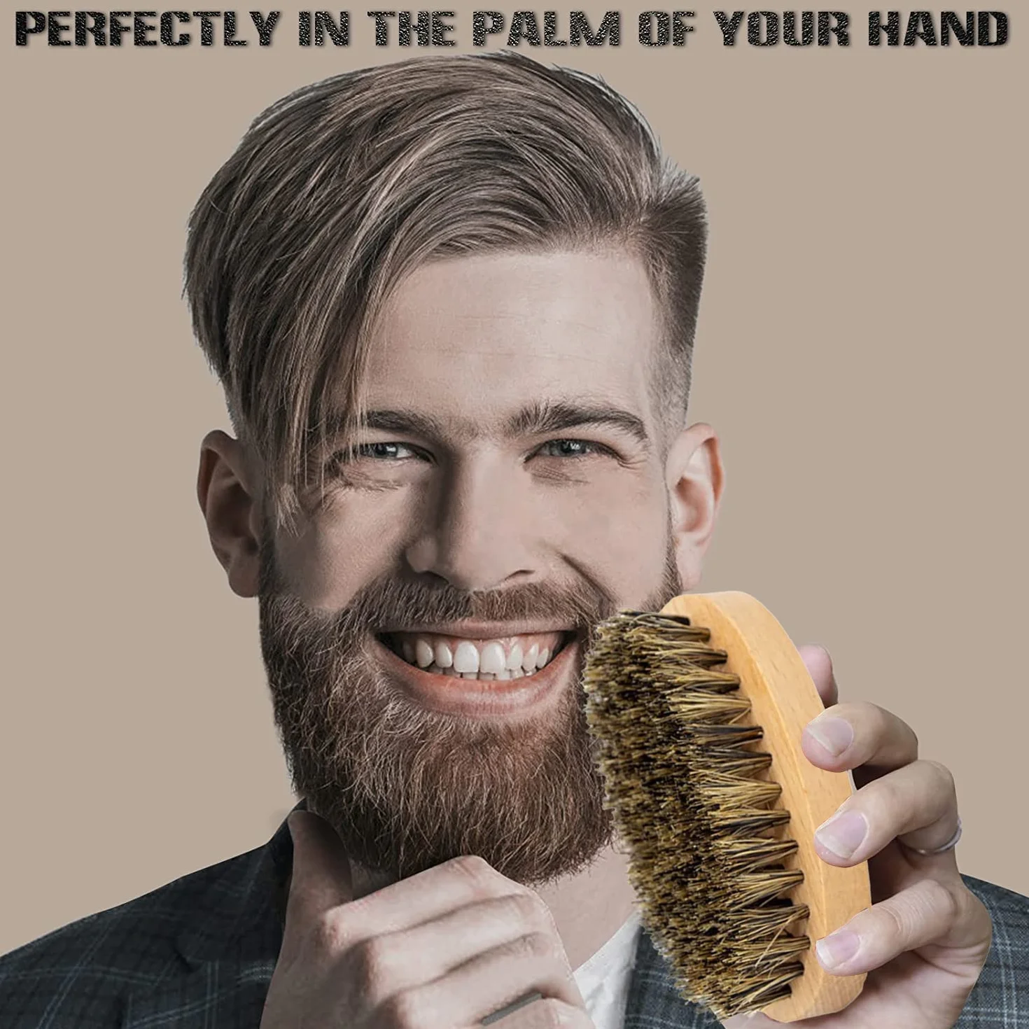 Spazzola per barba, in legno setola con 100% morbido pelo di cinghiale per aiuto, forma la tua barba, ammorbidimento e condizionamento che produce prurito barbe, spazzola per uomo da viaggio