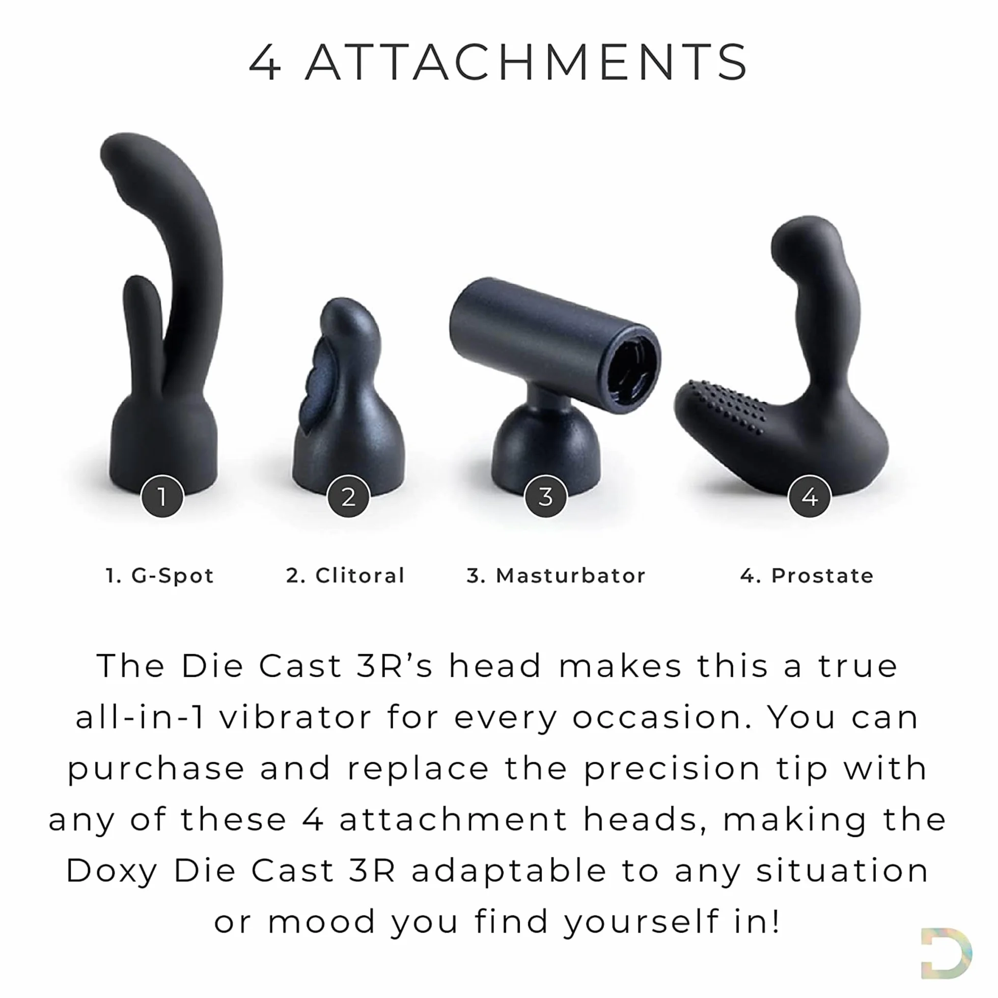 Doxy Die Cast 3 - Silicone Prostate Massager Wand Vibrator Attachment - 400 Gr