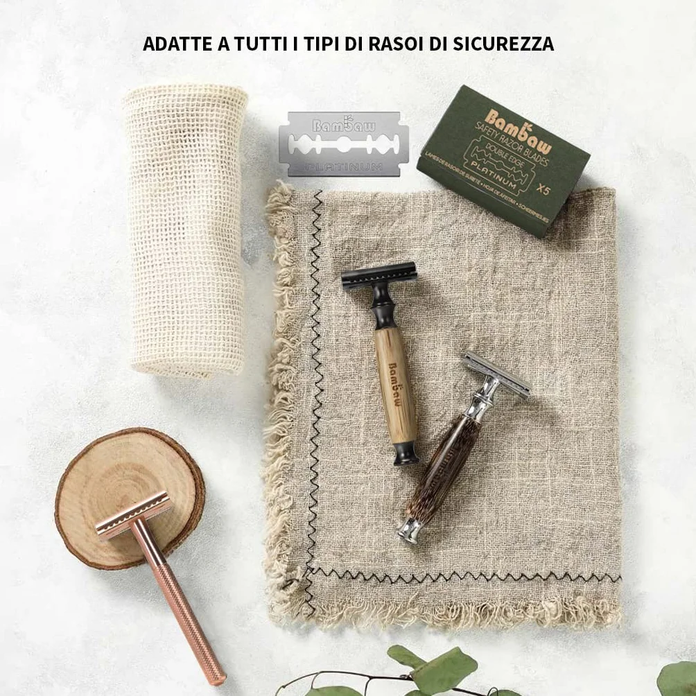 Bambaw - Lamette da Barba per Rasoio di Sicurezza, Lamette a Doppio Filo in Acciaio Inossidabile (60 Blades)