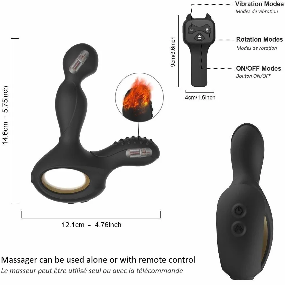 GOLIATE NyX Pro2 Massaggiatore Prostatico telecomandato Vibrante per Uomo - Vibromassaggiatore sex toys Maschile Stimolatore della Prostata, Punto P, Piacere Anale, Perineo: 10 Modi, Ricaricabile