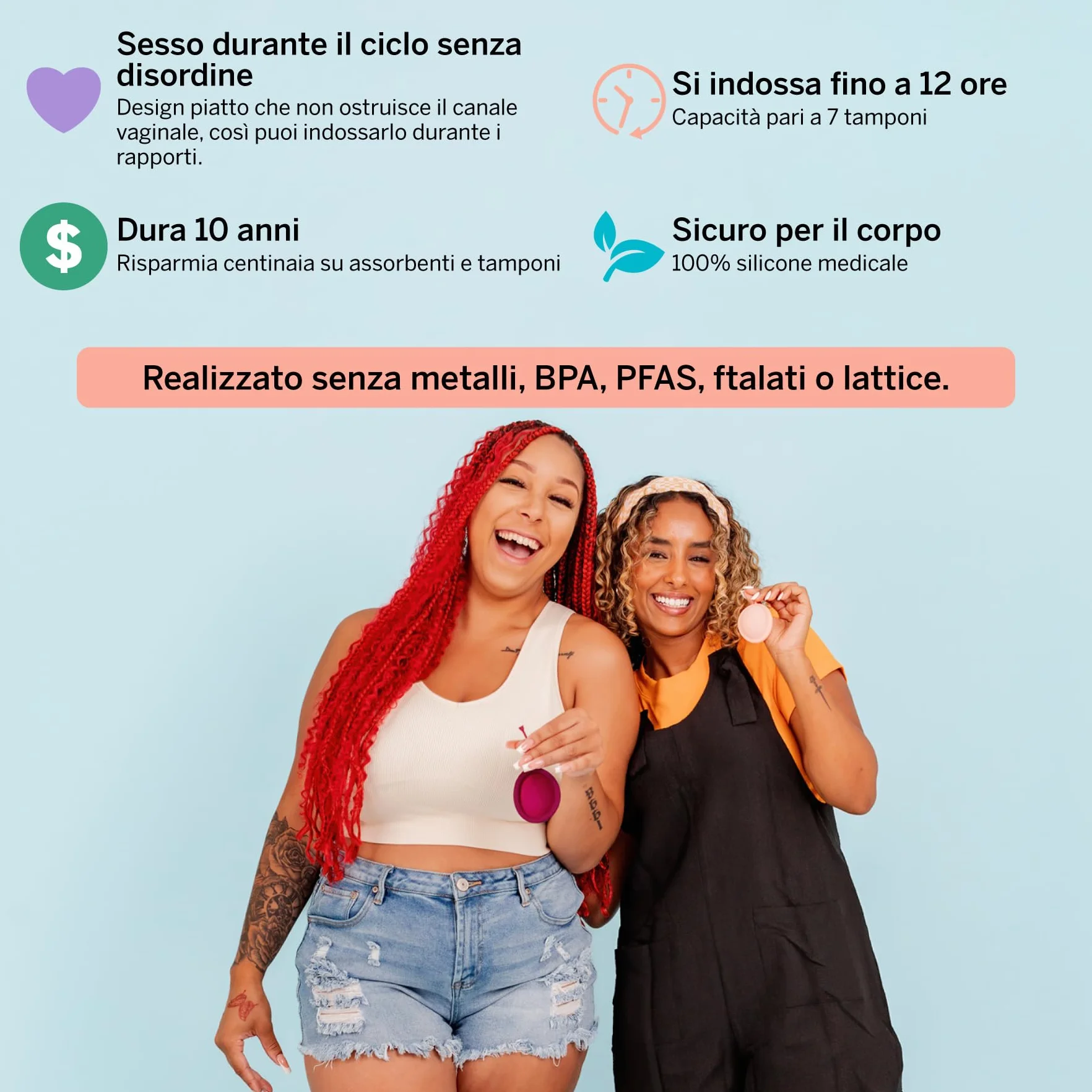 Pixie Cup Disco mestruale morbido – classificato 1 per la maggior parte dei dischi mestruali riutilizzabili – stelo rimovibile – usura per 12 ore – silicone di grado medico – alternativa a tamponi,