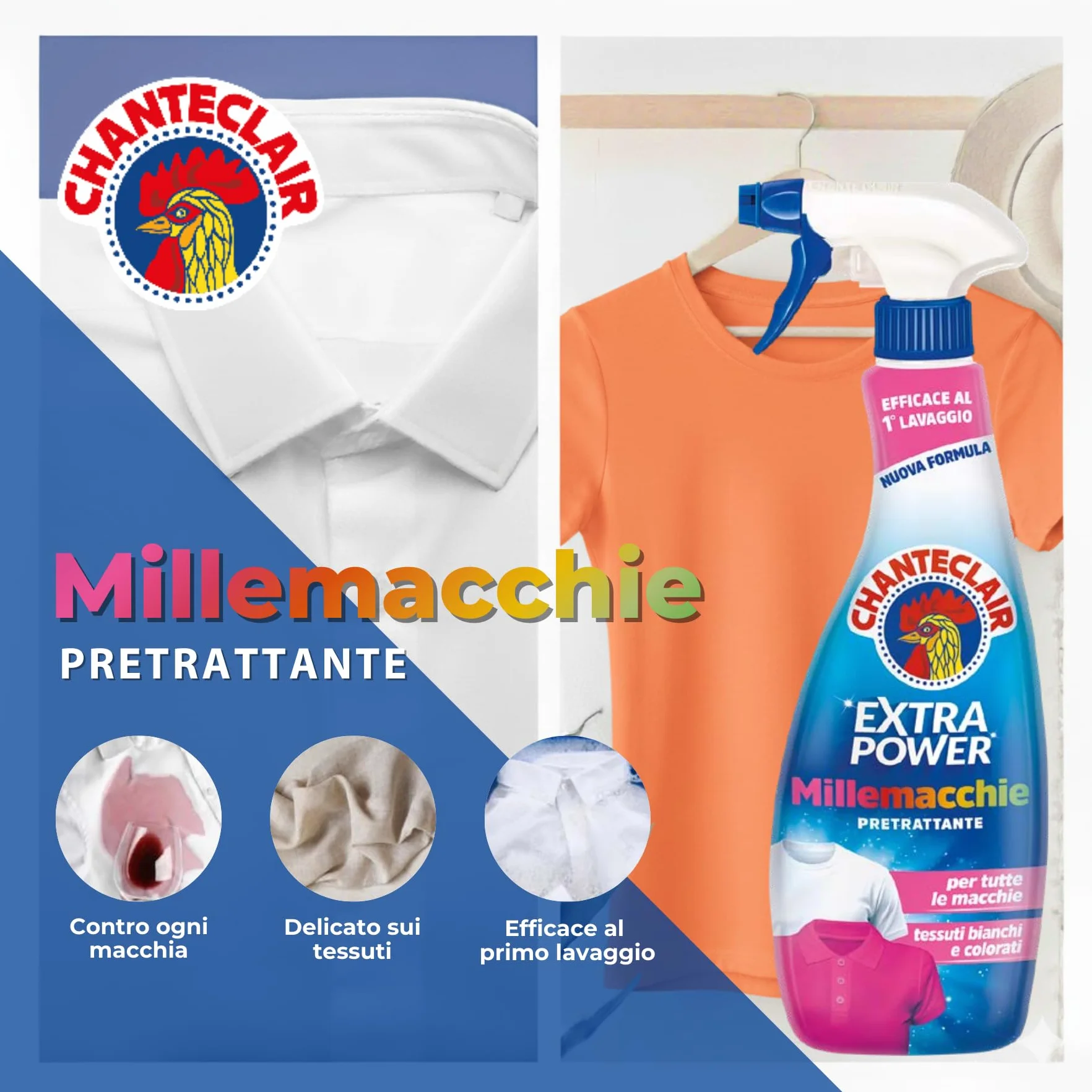 Chanteclair Millemacchie Extra Power, Smacchiatore Contro le Macchie più Frequenti, 500ml