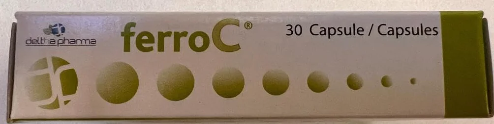 Ferro 30mg e VitaminaC 30 Caps vegetali Ferro Forte lento rilascio, Pirofosfato Micronizzato Superdisperso, Alta Biodisponibilità e Tollerabilità, Buon Sapore - per Glubuli Rossi e Emoglobina