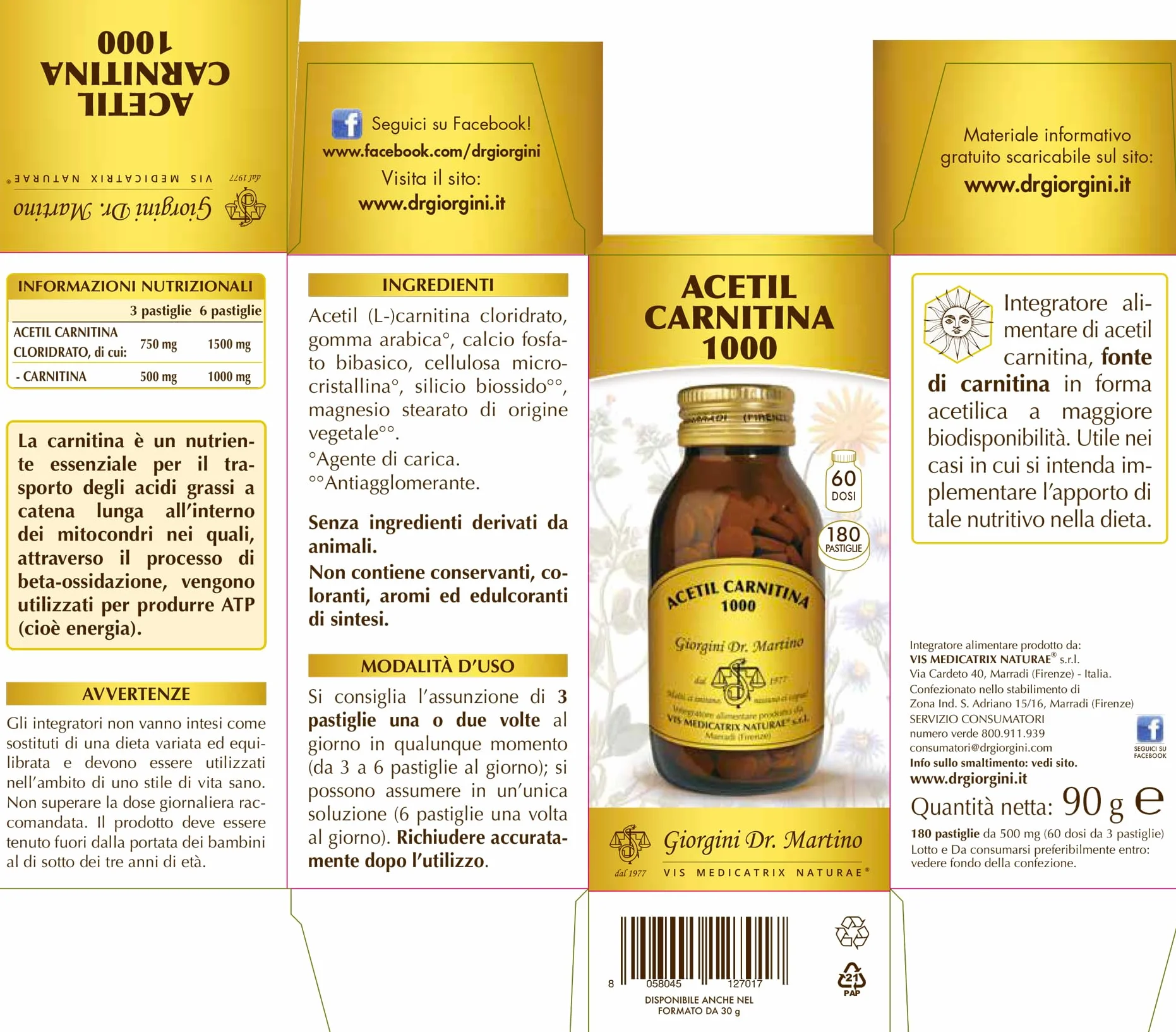 ACETIL CARNITINA 1000 pastiglie - 90 g