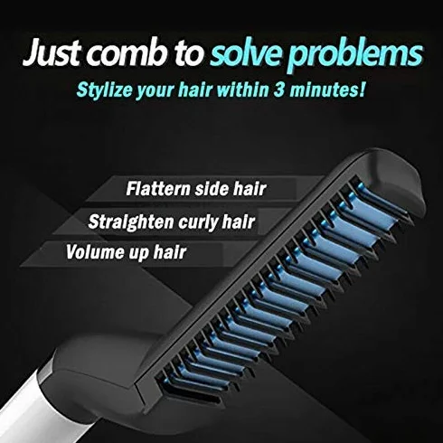 Pettine per Barba da Uomo,Pettine per Capelli Multifunzionale,Raddrizzatore per Barba Rapida