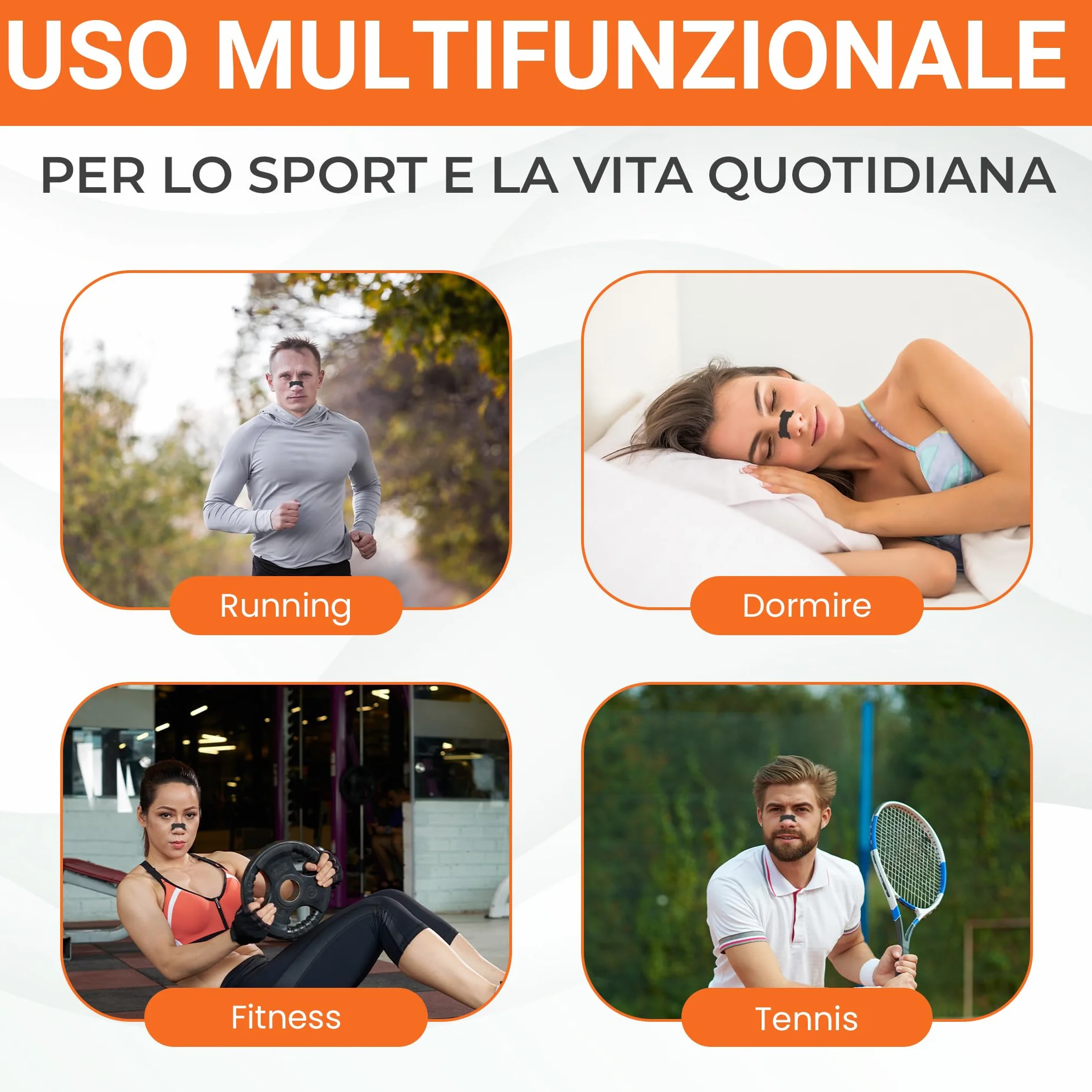 Cerotti Nasali per Sport Extra Forte 30 Pezzi - Nasal Strips per Corsa, Ciclismo, Fitness (60 x 22 mm)