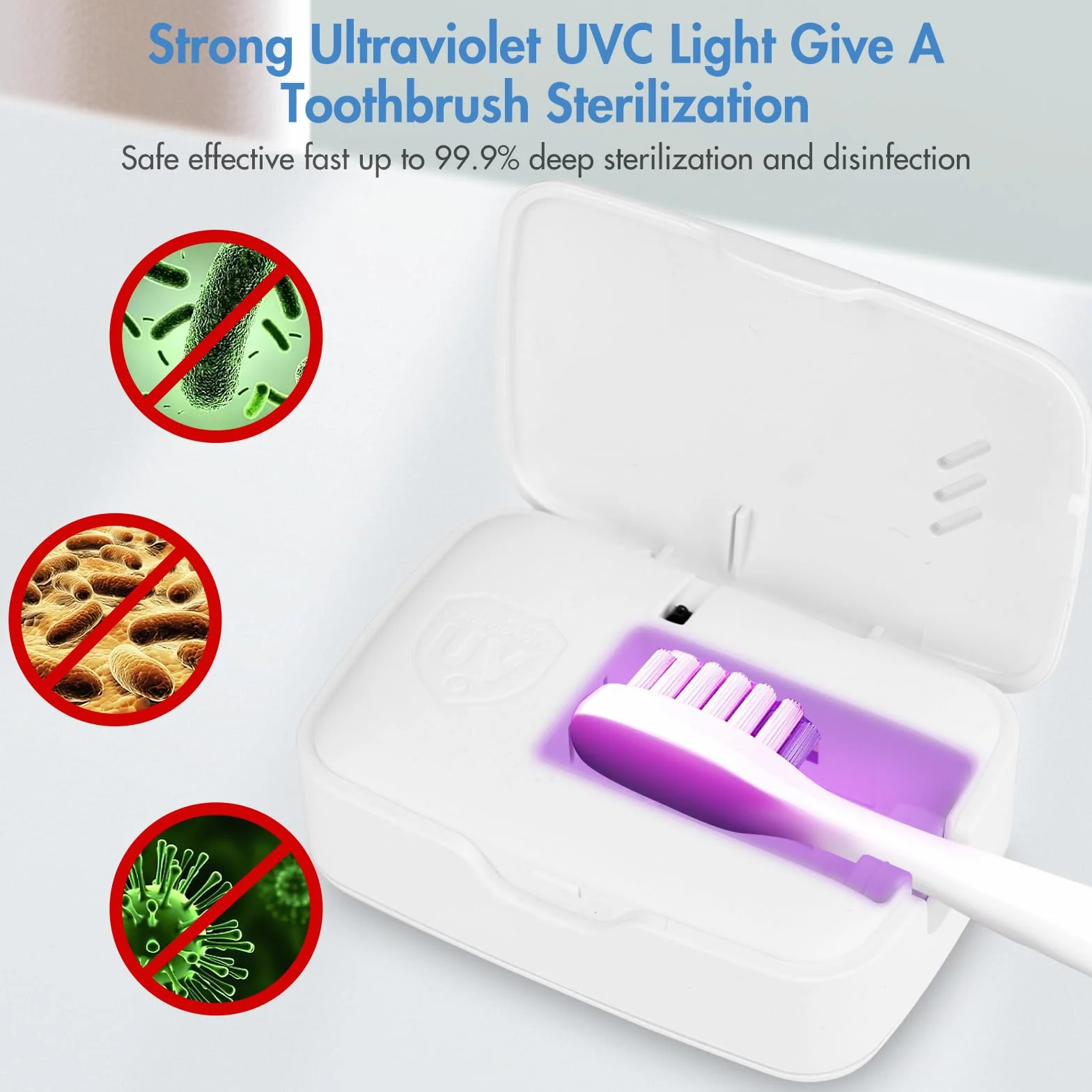Custodia disinfettante per spazzolino da denti UV, mini disinfettante portatile con riscaldamento a asciugatrice, copertura ricaricabile per spazzolino da denti con asciugatura a ventola, scatola