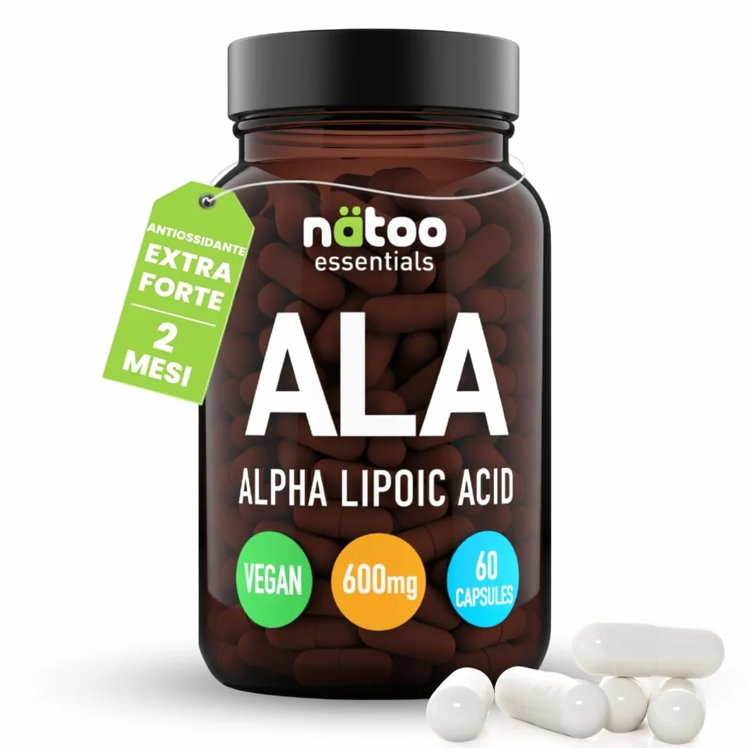 NÄTOO Acido Alfa Lipoico 600 mg 60 Capsule Alto Dosaggio Antiossidante Integratore Vegan