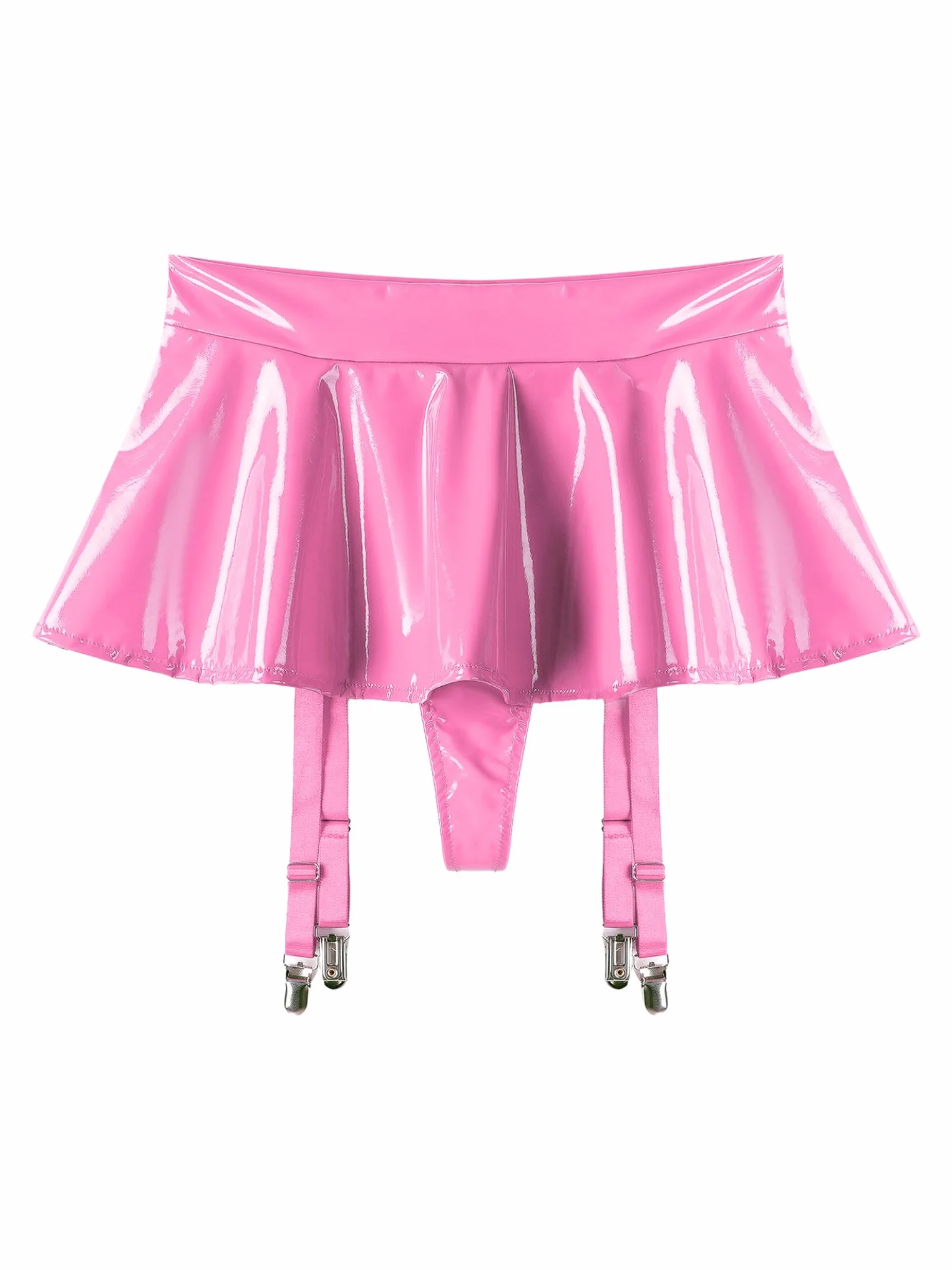 Gonna sexy da donna effetto bagnato pelle righe slip interno reggicalze