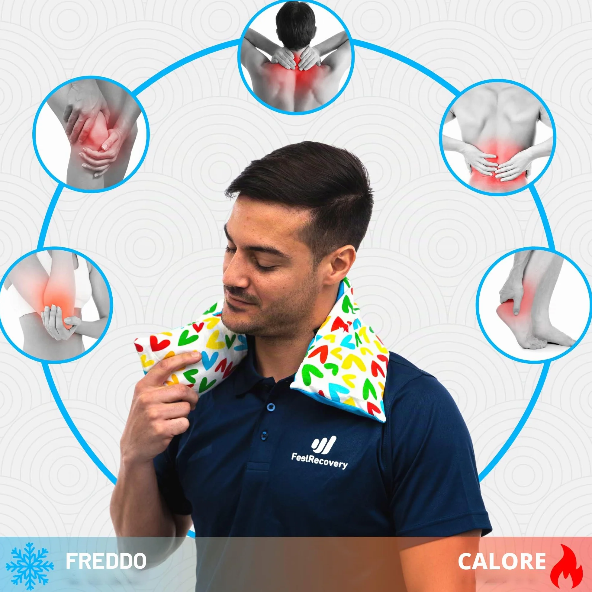 Cuscino Termico Cervicale - Cuscino per Microonde Riscaldante per Collo (60x15 cm) - Scaldacollo per la Nuca e Spalle con Federa Esterna Lavabile in Cotone 100% e Fiori di Lavanda