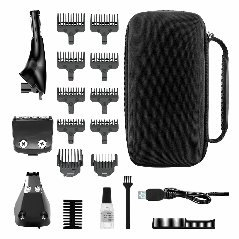 WAHL Manscaper Toolbox, multigroomer, regolabarba, tagliacapelli, alimentazione al litio, ricarica USB, pettini guida, ricaricabile, nero