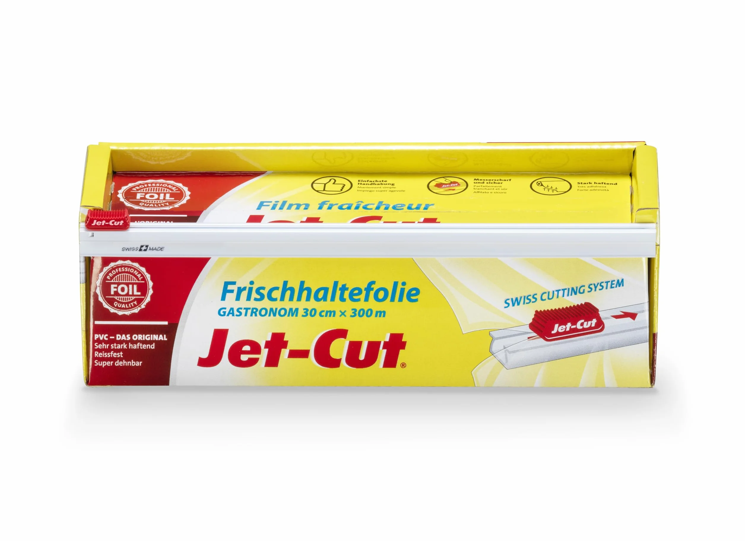 Pellicola per alimenti Jet-Cut da tagliare, gastronomia 30 cm x 300 m, PVC trasparente, 300 metro, 1