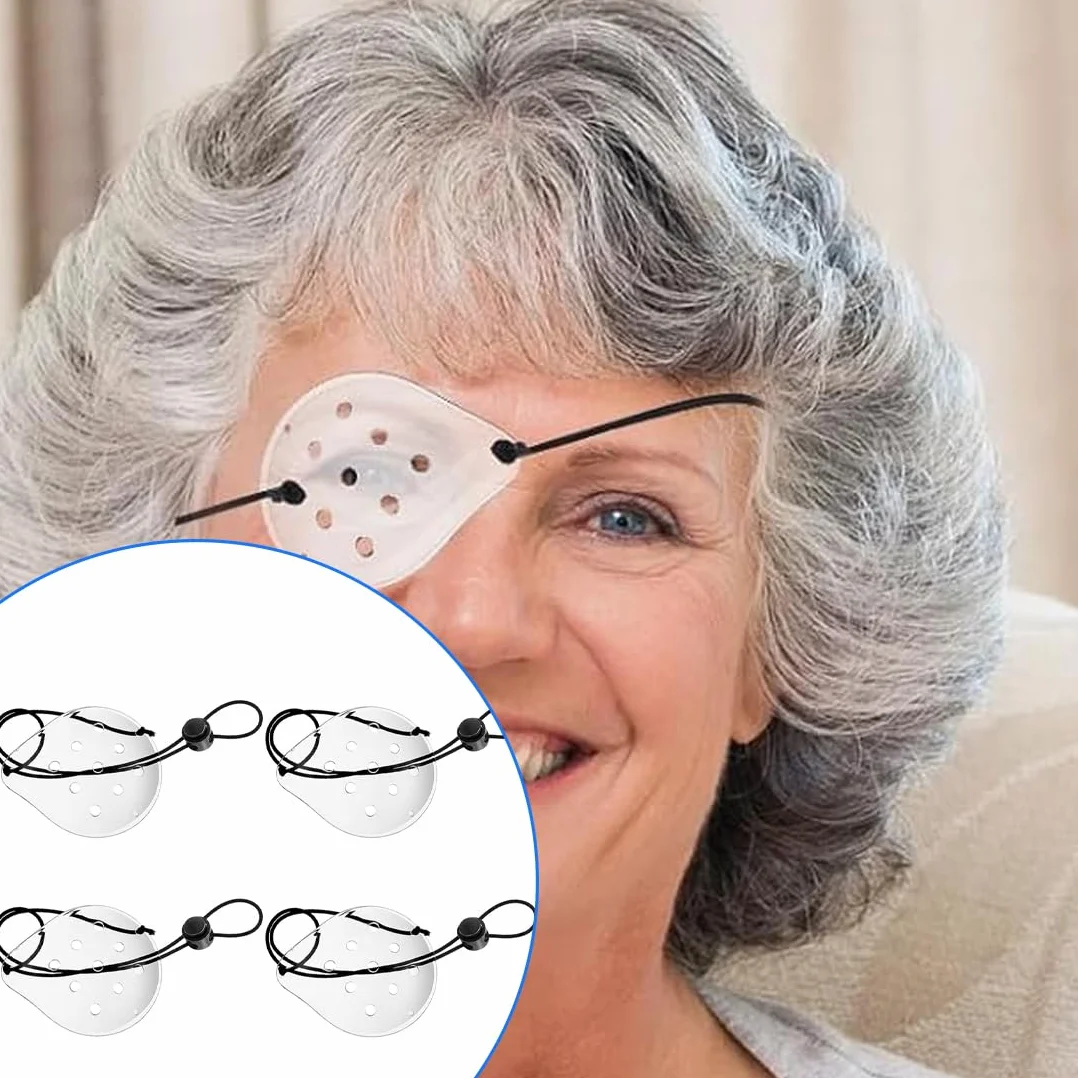 Maschera oculare trasparente porosa in plastica con retrattile traspirante 4 pezzi