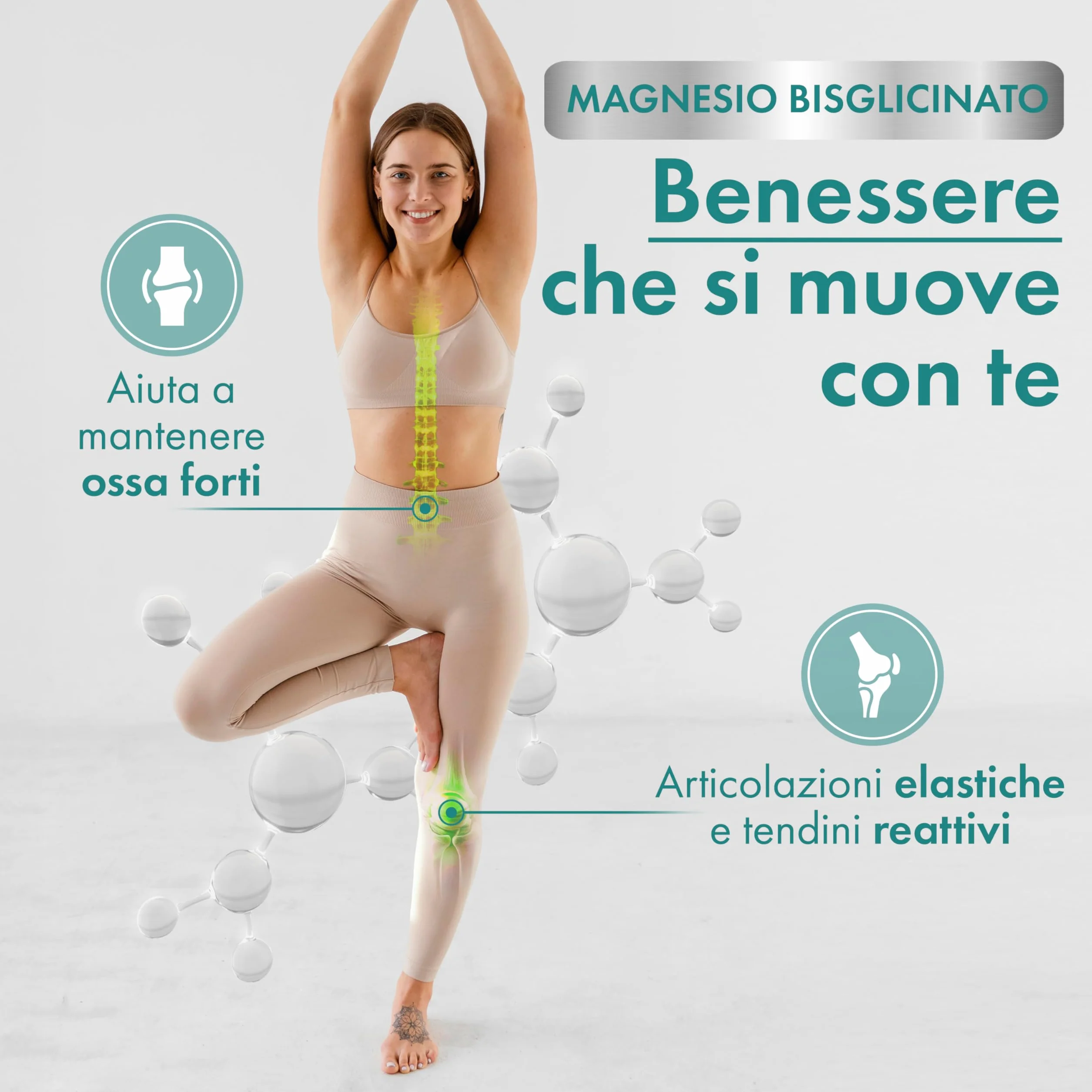 Collagene e Acido Ialuronico + Magnesio Bisglicinato 240 Compresse 3000 mg Integratore Articolazioni Ossa Pelle