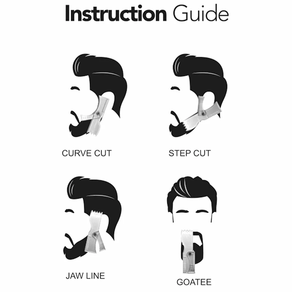 Stencil per barba per bucino, baffi, zampe, peli del viso, guida per toelettatura da uomo