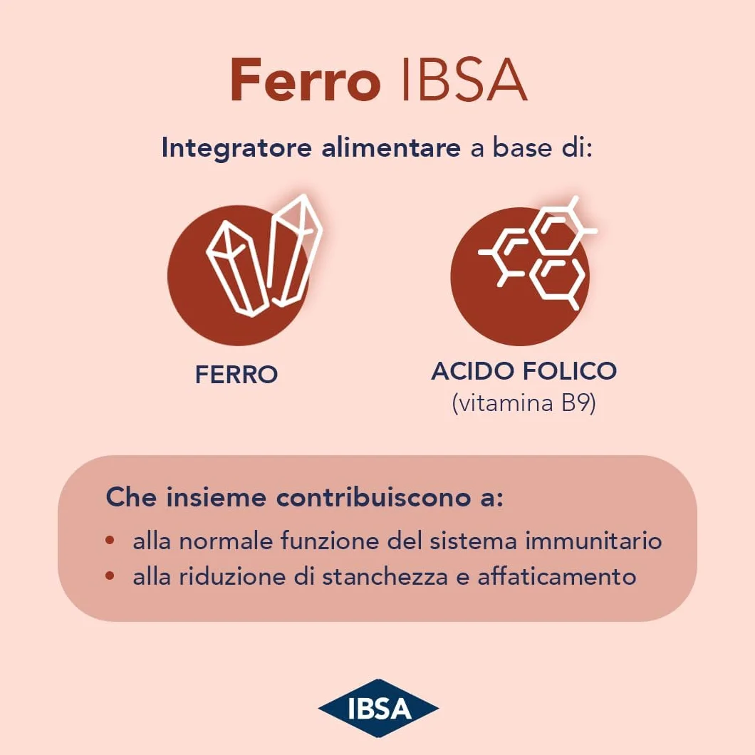 Ferro IBSA | 20 Film Orodispersibili. Integratore alimentare a base di Ferro e di Acido Folico che contribuiscono alla normale funzione del sistema immunitario e a ridurre stanchezza