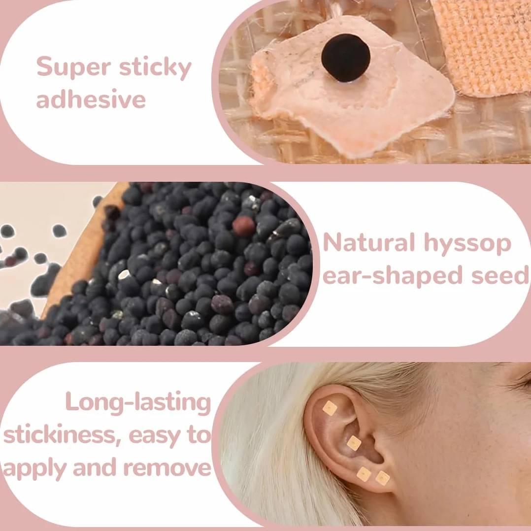 Ear Seeds 600 Pezzi Semi Agopuntura Auricolare Monouso Carta Rosa Dimensioni Standard Kit Digitopressione Multifunzionale Terapia