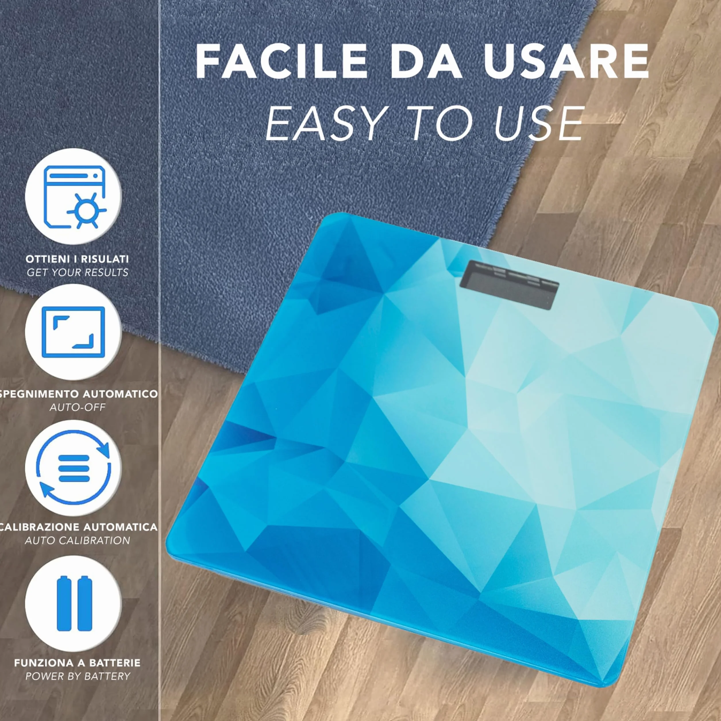 IPEA Bilancia Pesapersone Digitale Ultra Sottile Vetro Temperato 0,1 KG 180Kg