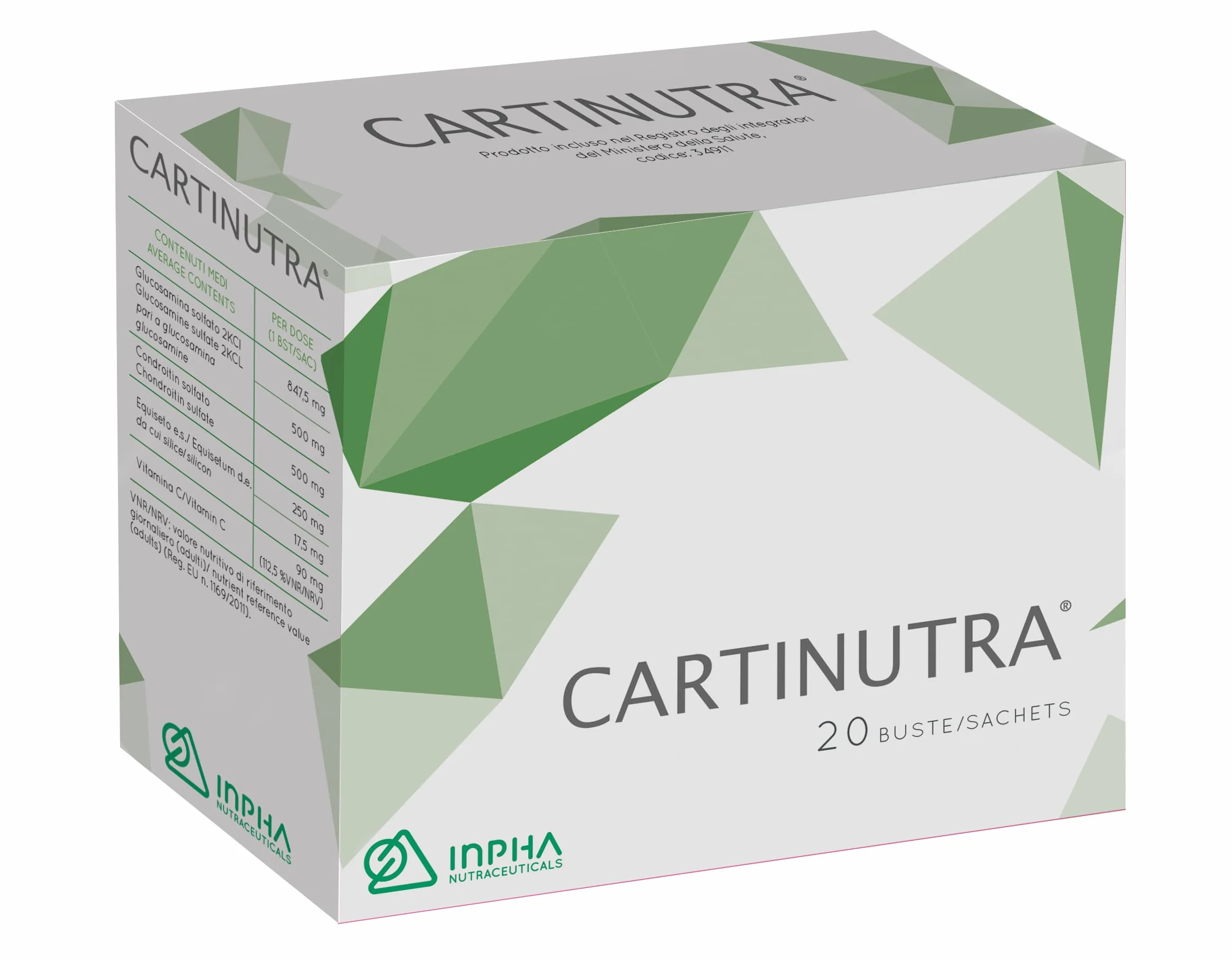 CARTINUTRA® Integratore Articolazioni e cartilagini con Glucosamina e Condroitin Solfato, Silicio Organico e Vitamina C ● Senza Glutine e naturalmente senza Lattosio ● 20 Bustine Gusto Tropical