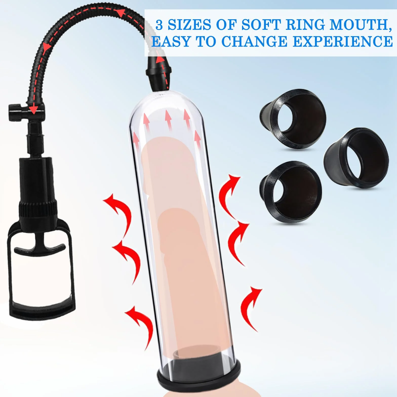 BDSMLOVE Pompa per pene multifunzionale, pompa per vagina, succhia capezzoli, pompa per capezzoli, pompa per figa, succhia clitoride, pompa a vuoto, masturbatore