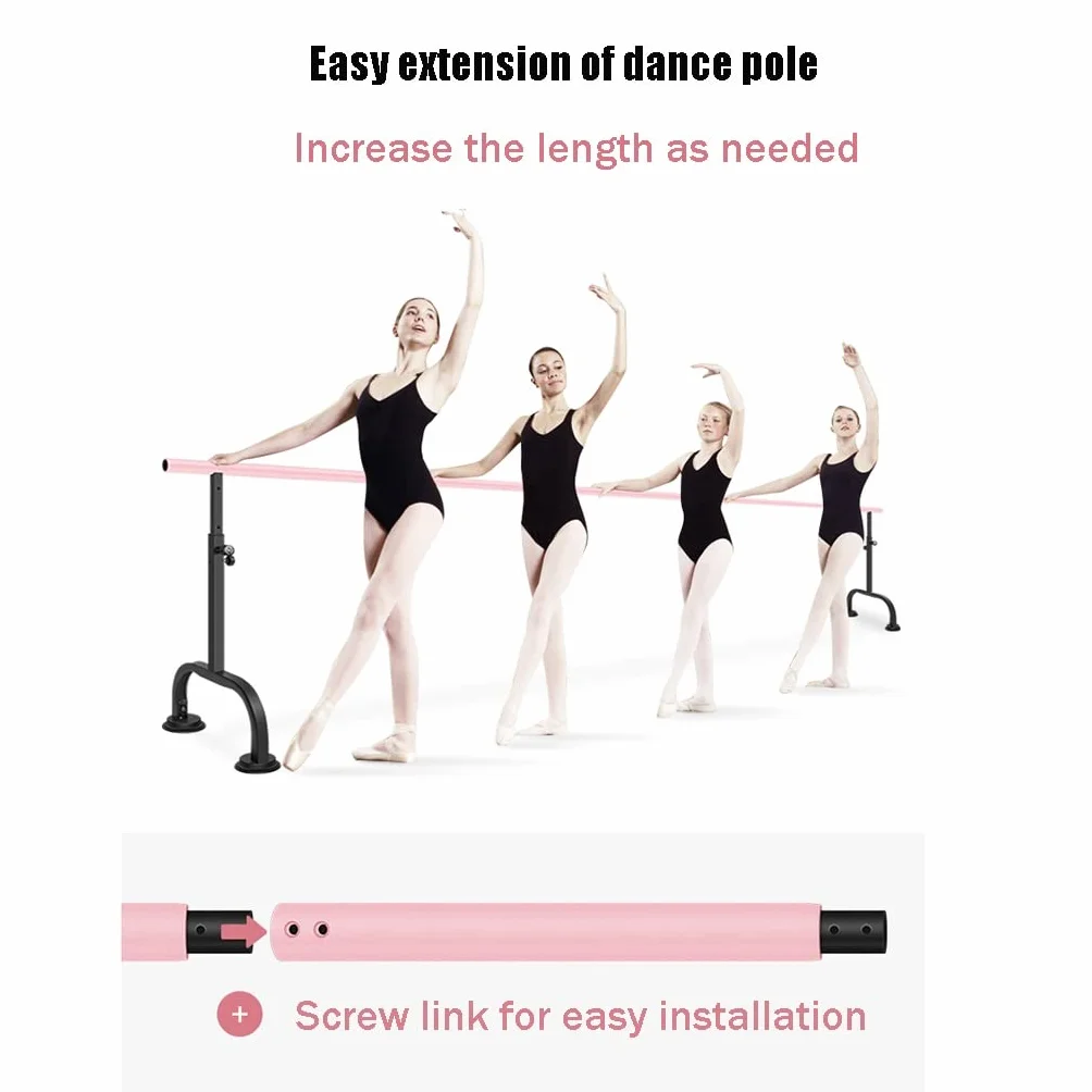 Sbarra Danza Classica Asta da Balletto Mobile in Acciaio Altezza Regolabile 80-115 cm Forte Ventosa 3M