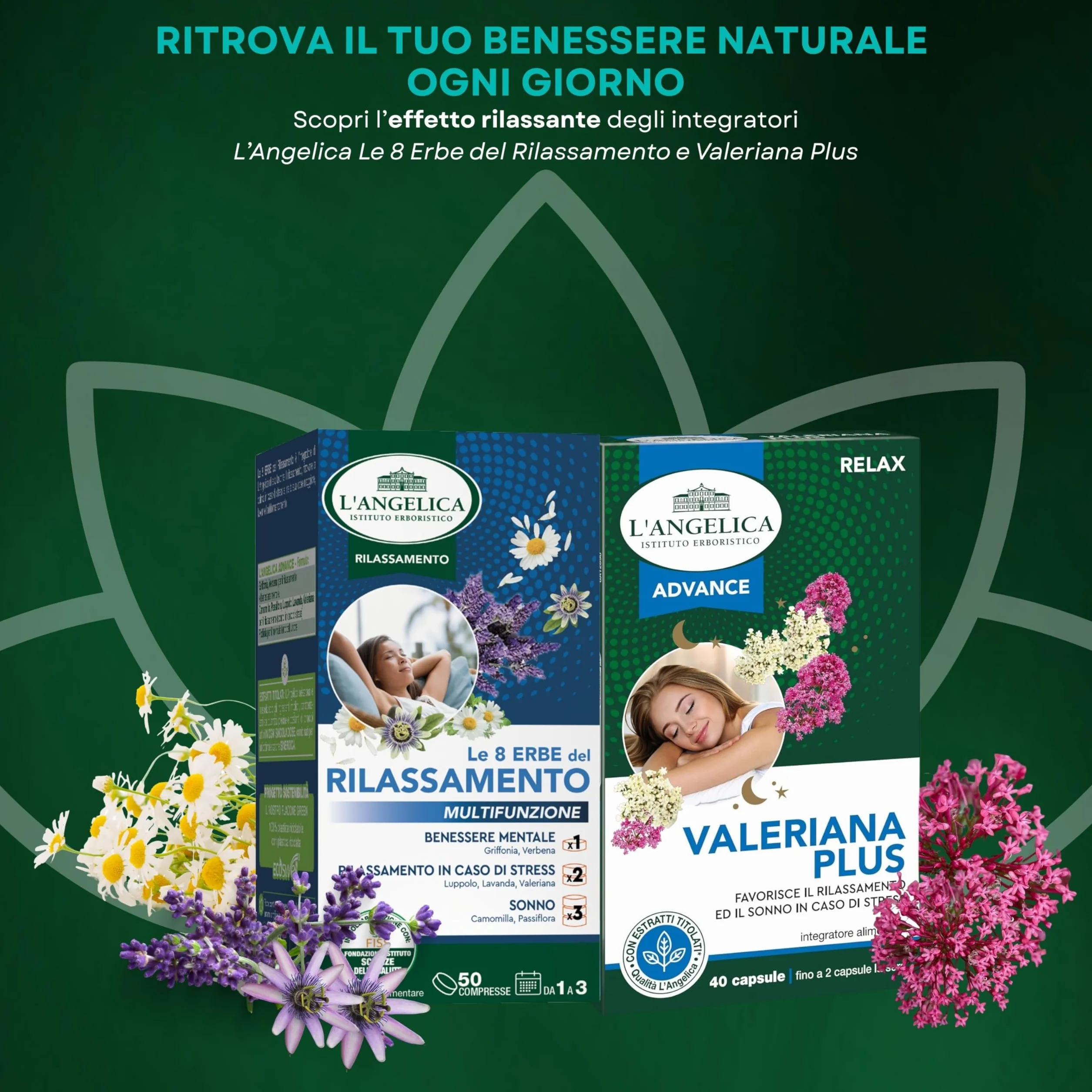 L'Angelica Advance, Valeriana Plus, Integratore Rilassante, 40 Capsule