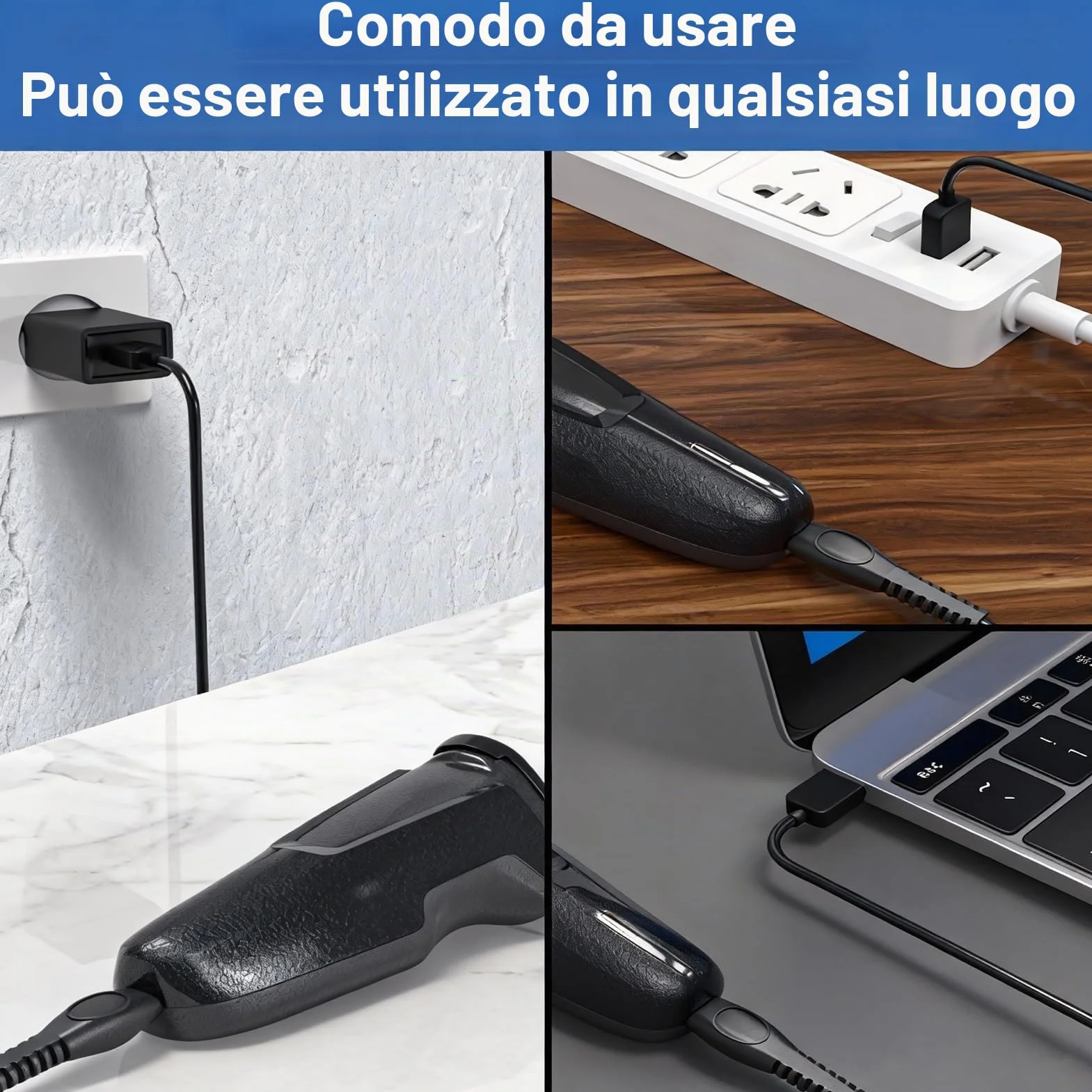 Philips OneBlade 360 Caricatore Rasoio 5V USB QP2824 QP2834 QP2734 QP2724 Compatibile MG5910 MG9510 S5898 S7887