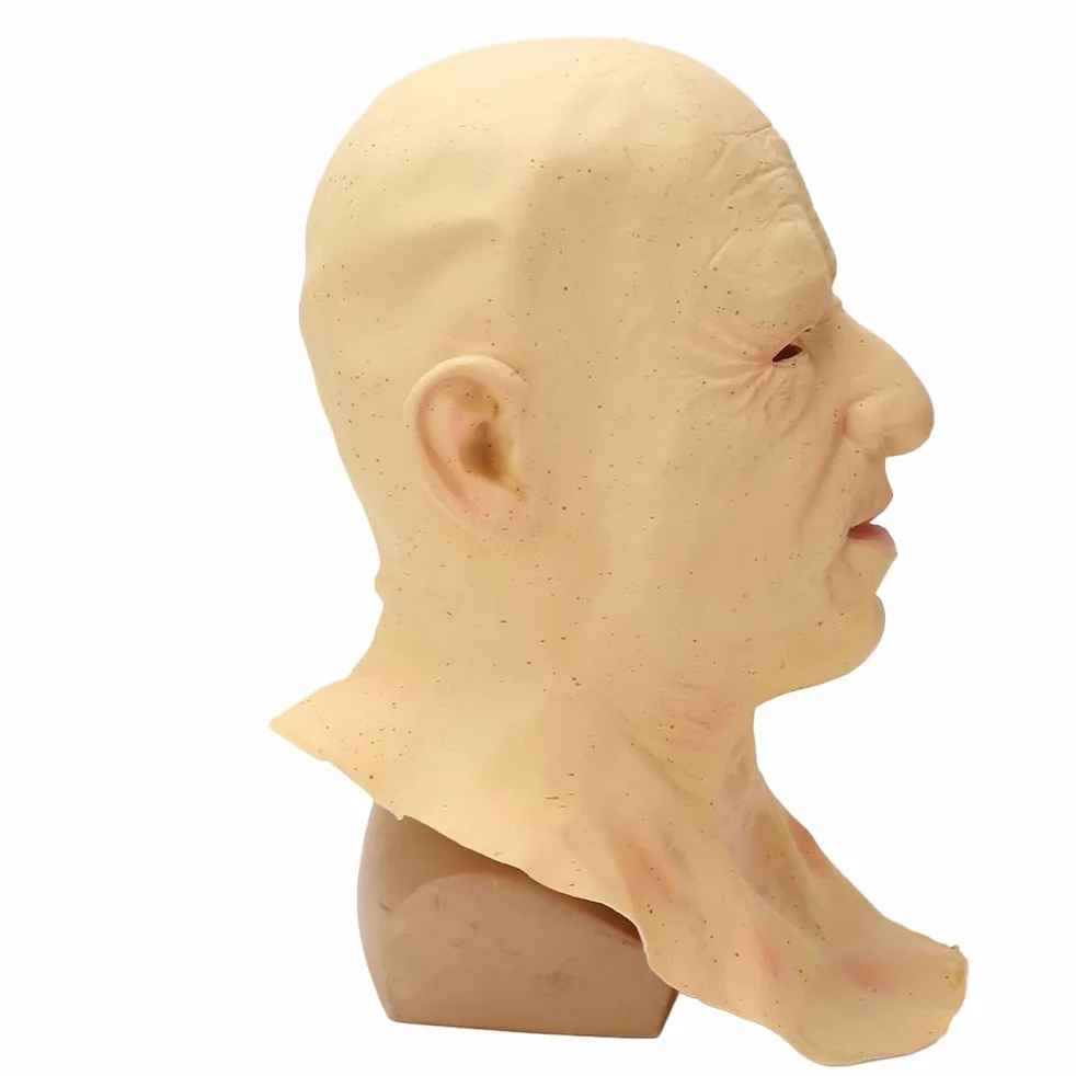 HEEPDD Copri Viso da Uomo Anziano in Lattice di Halloween, Copricapo Realistico con Bordo in Silicone Ultra Sottile