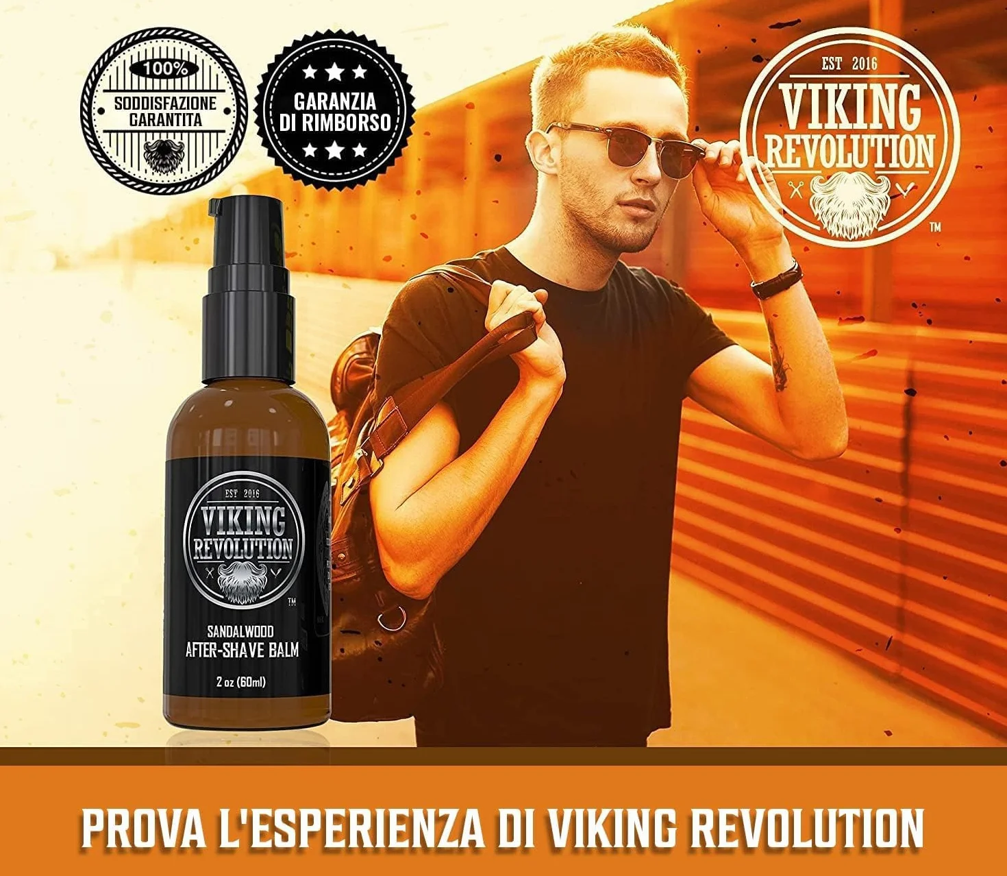 Viking Revolution - Crema Dopobarba Uomo Di Lusso - Lenisce e Idrata il Viso Post-Rasatura - Elimina il Bruciore e le Irritazioni per una Pelle Setosa - Fragranza al Sandalo - 60ml