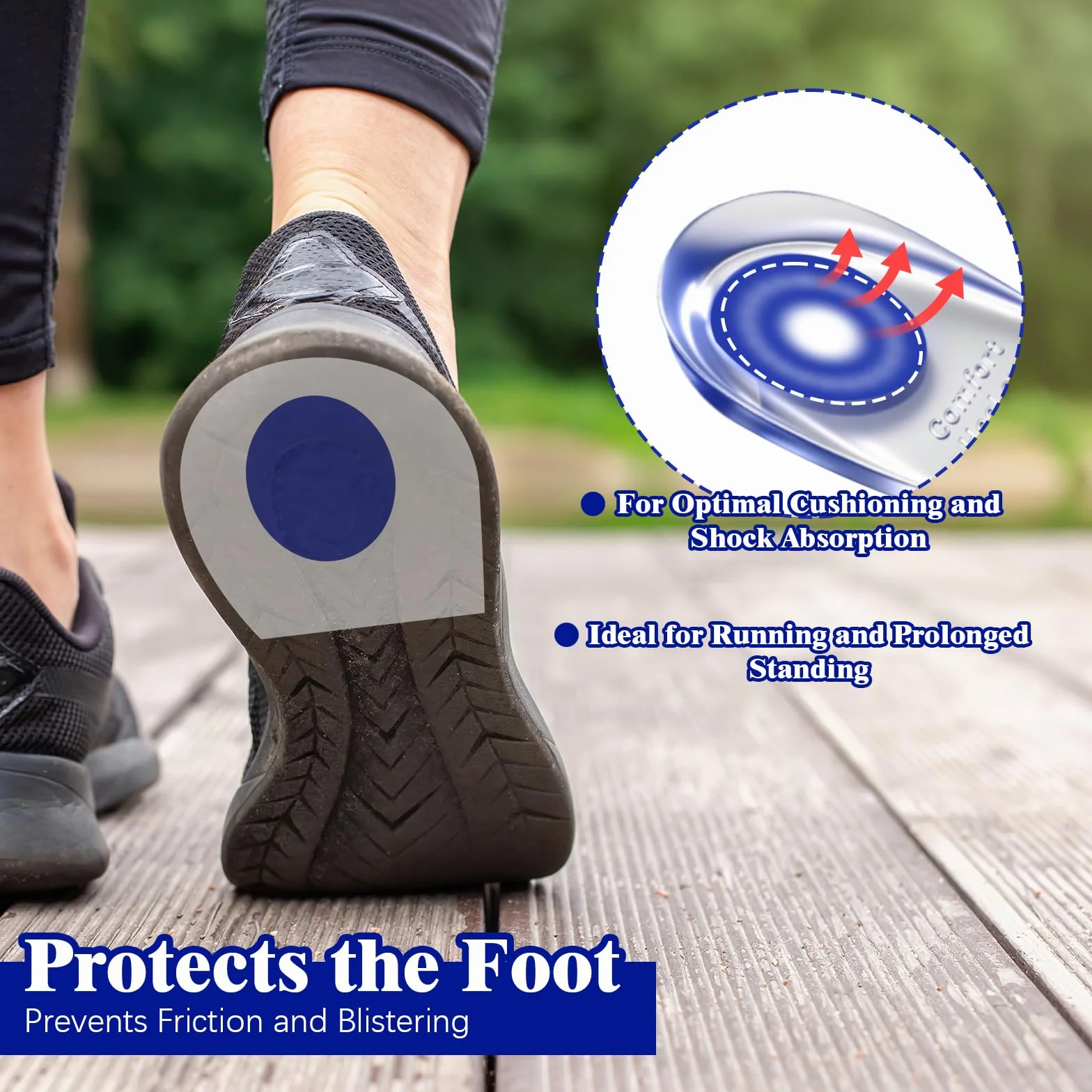 4 paia Talloniera in Silicone, Plantari per Tallonite, Dolore Alleviare Cuscinetti, Talloniere, Talloniera Gel, per Uomo e Donna, per Sperone Calcaneare, Tallonite e Fascite Plantare, Blu