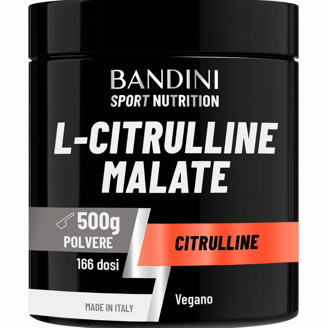 Bandini® L-Citrulline Malate Polvere 500 grammi, 3 grammi di L Citrulline Malat per Dose, Citrullina Malato 2:1 Polvere Insapore, Fermentazione Vegetale, Altamente dosata, Vegan, Booster Pre Workout