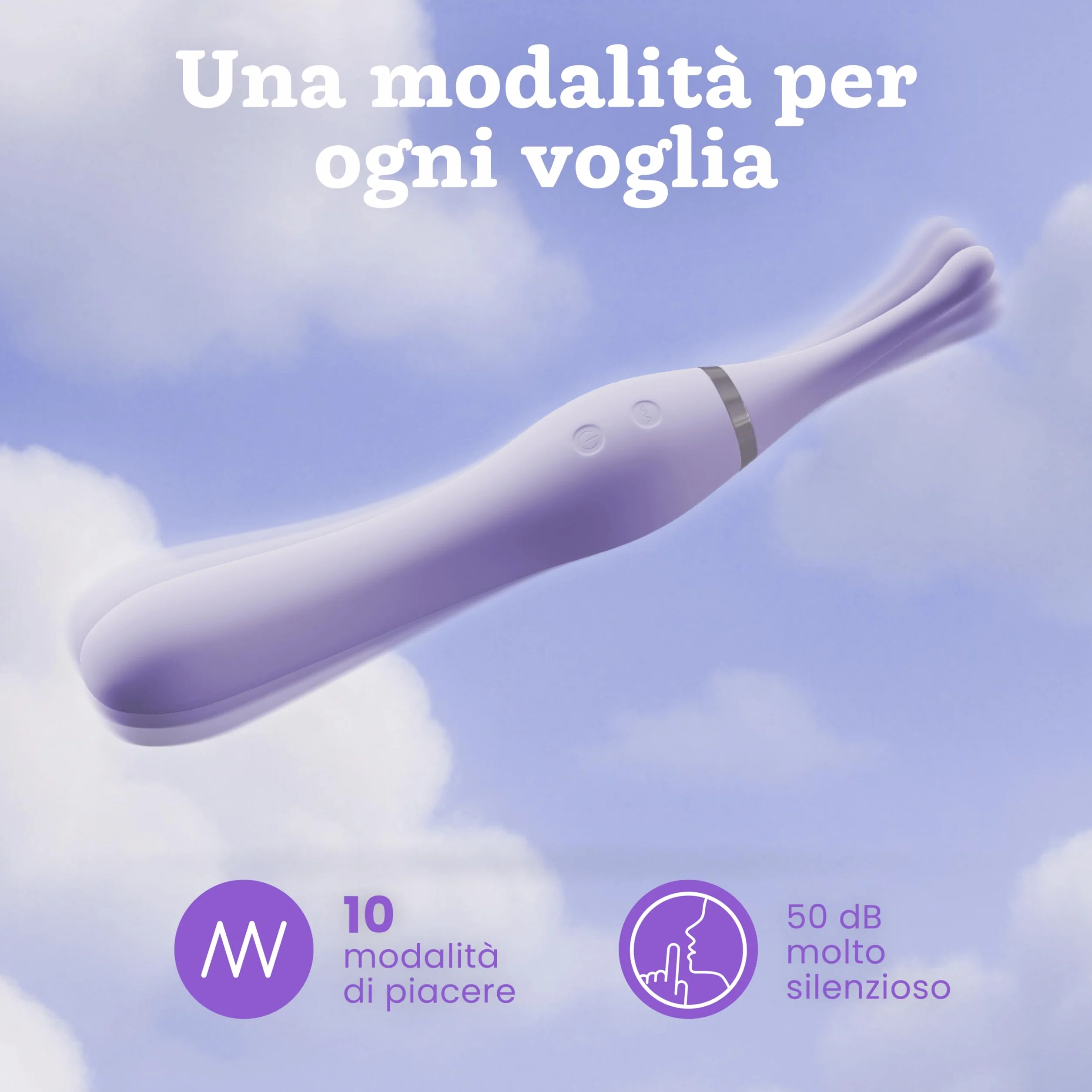 Vibratore Clitorideo con Coda Vibrante di Oliver James – 10 Modalità di Piacere, Wand in Silicone Resistente all’Acqua per Donna, Sex Toy Ricaricabile USB (Lilla Pastello)