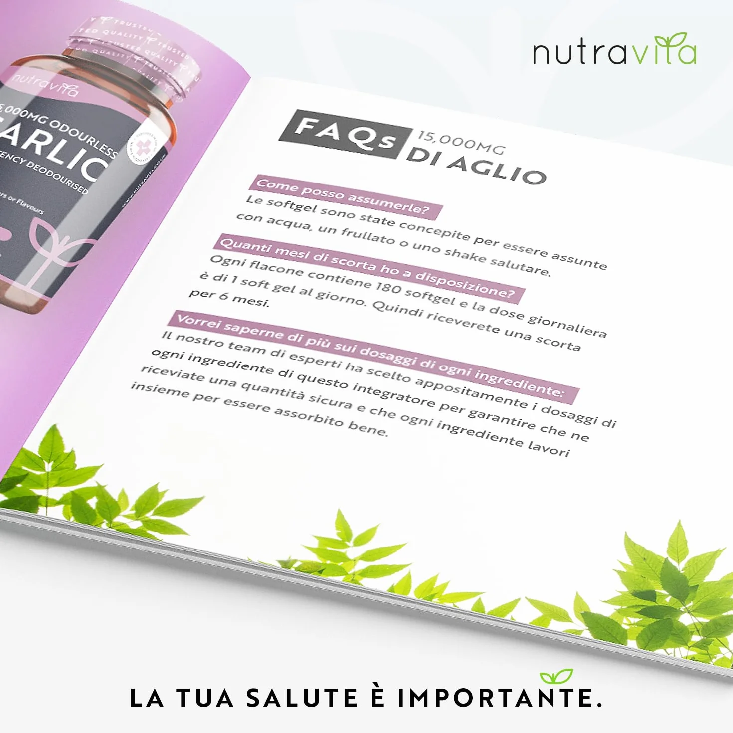 Nutravita Aglio Inodore in Capsule 15.000mg – 180 Softgels AltoDosaggio – Fornitura di 6 Mesi – Estratto di Olio di Aglio Puro ad Alta Qualità Deodorizzato Ricavato dall’Allium Sativum