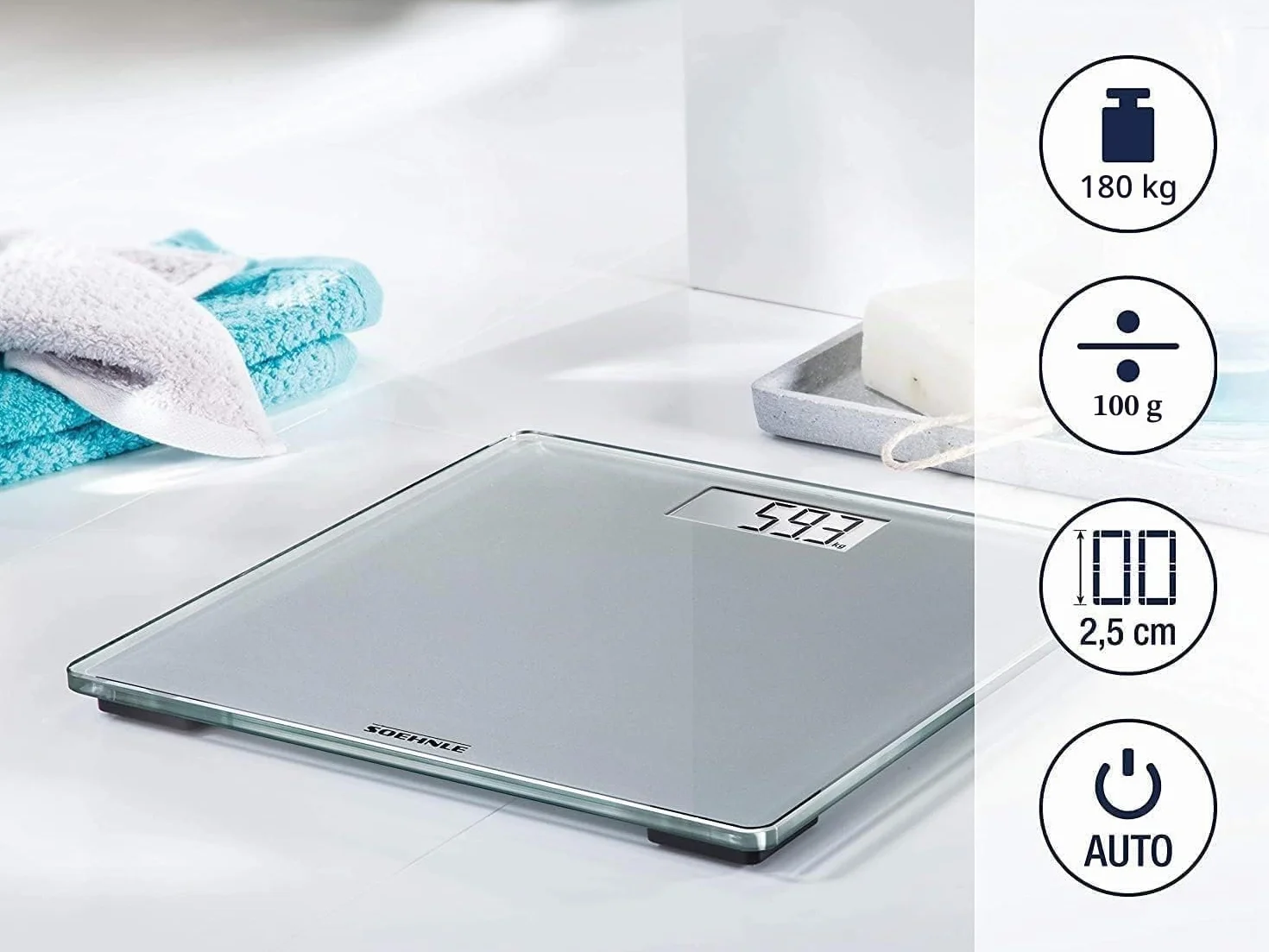 Soehnle Style Sense Compact 300 Bilancia pesapersone digitale display LCD Grigio
