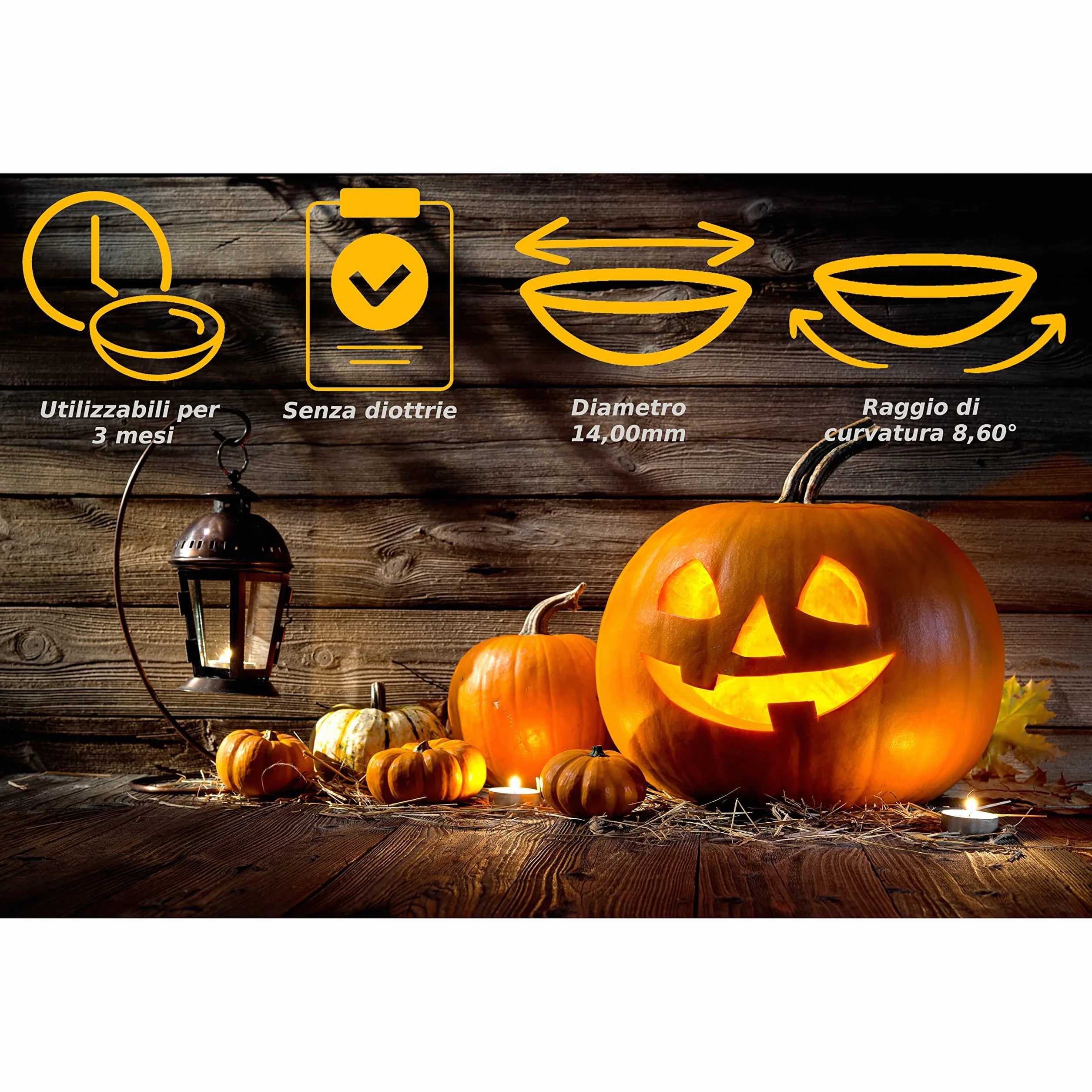 Lenti a contatto colorate bianche Halloween zombie senza gradazione 1 paio 2 pezzi Blind White custodia