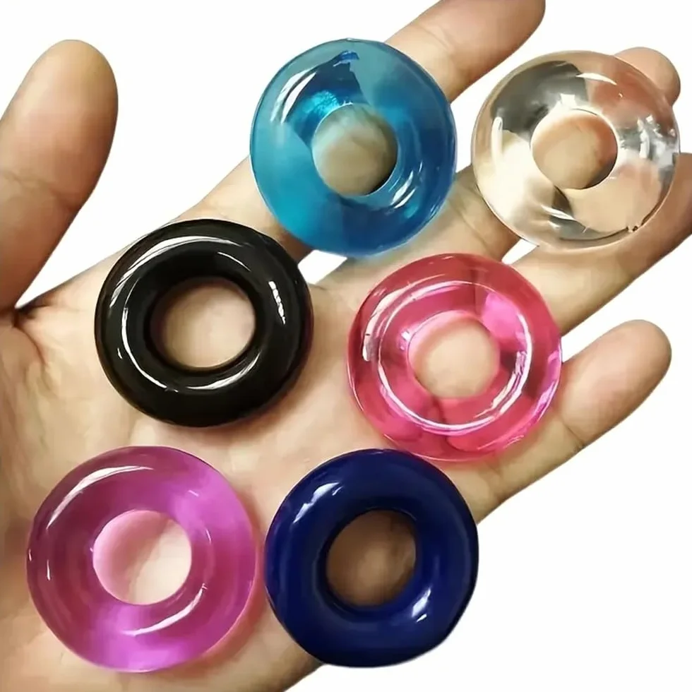 6 pezzi di anelli in silicone nero morbido e super elastico