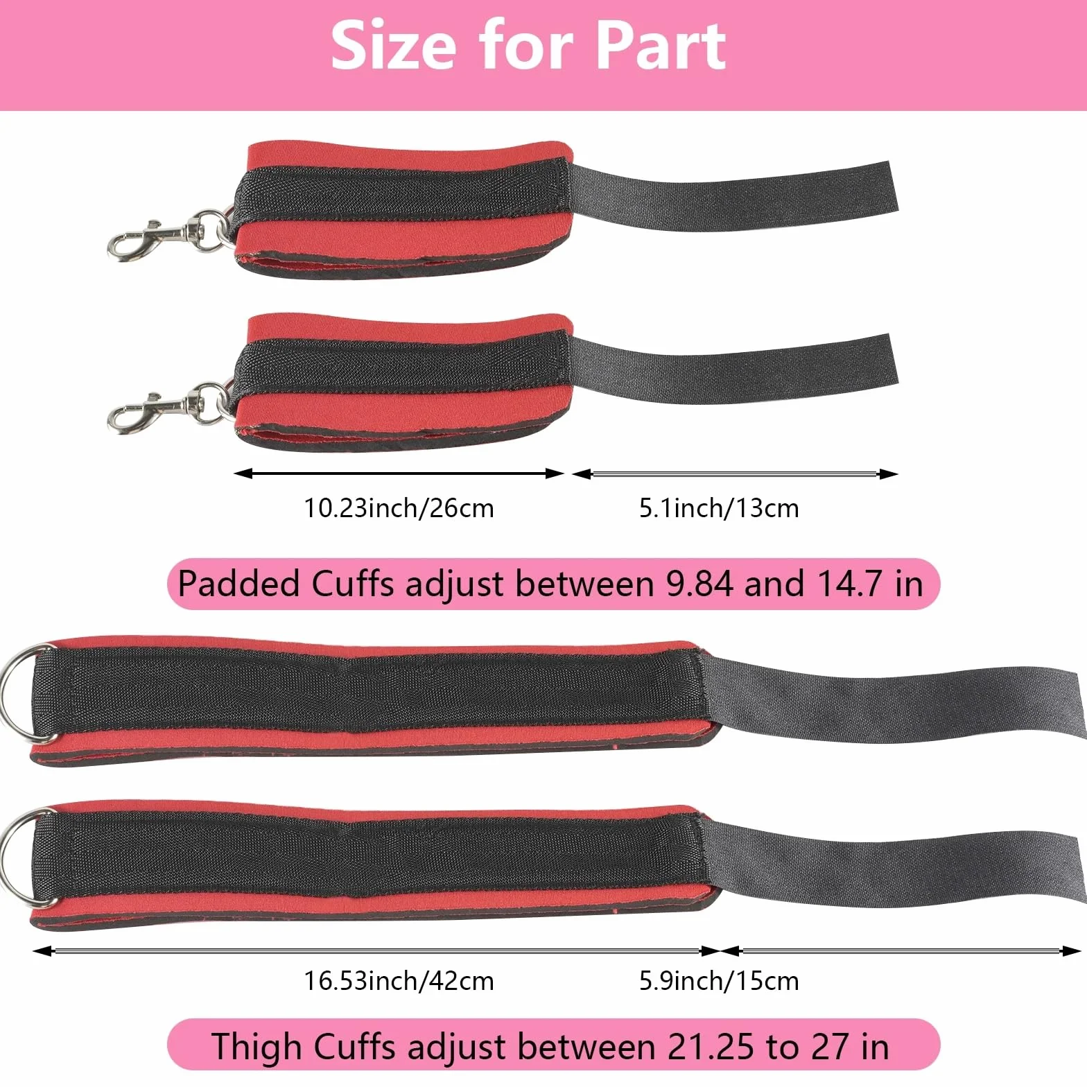 Cavigliere in nylon Love Accessorio strumento di controllo per mani e piedi nero rosso
