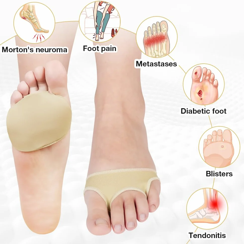 Cuscinetti Metatarsali Donna Uomo 2pcs Gel Silicone Imbottiture Avampiede Metatarsalgia Neuroma Morton