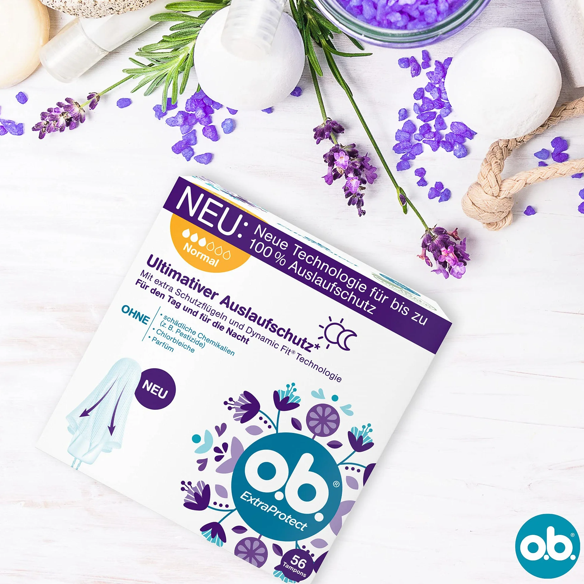 o.b. ExtraProtect Normal Tamponi 56 Pezzi Protezione Fino al 100% Periodo Medio/Forte